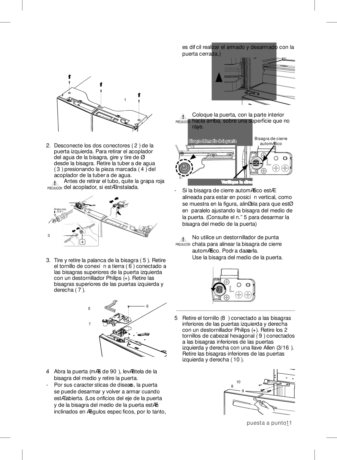 Samsung RF24FSEDBSR user manual Con la puerta abierta, Coloque la puerta, con la parte interior 