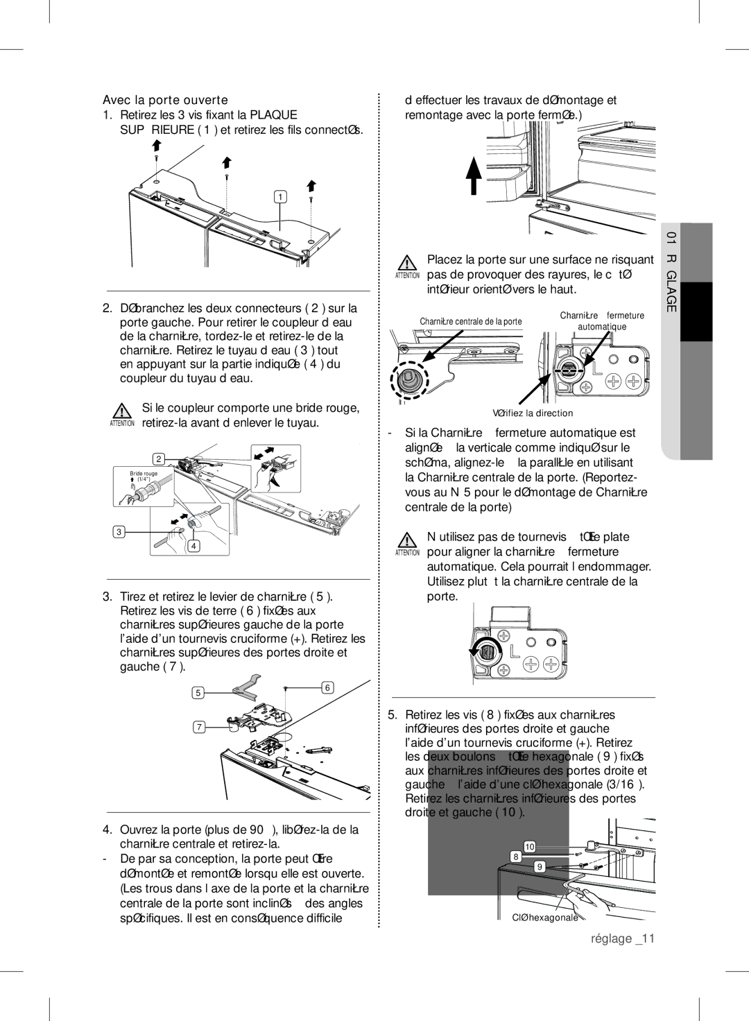 Samsung RF24FSEDBSR user manual Avec la porte ouverte 