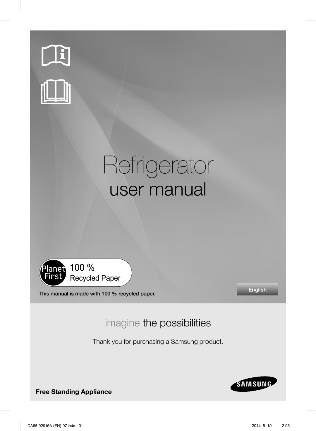 Samsung RF24FSEDBSR user manual Refrigerator, Thank you for purchasing a Samsung product 