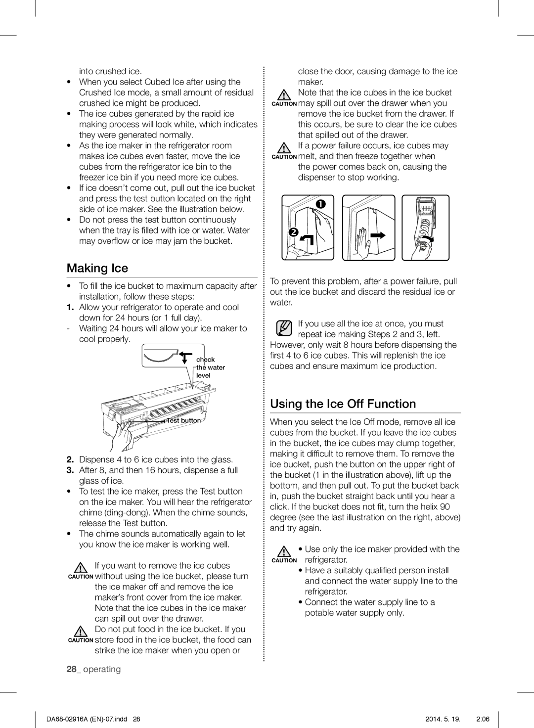 Samsung RF24FSEDBSR user manual Making Ice 