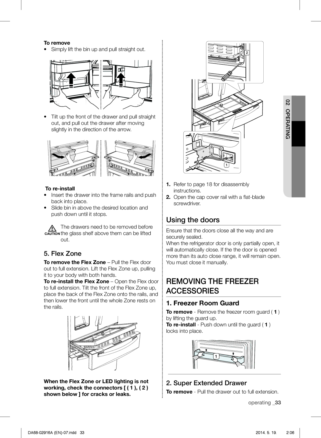 Samsung RF24FSEDBSR user manual Flex Zone, To remove 