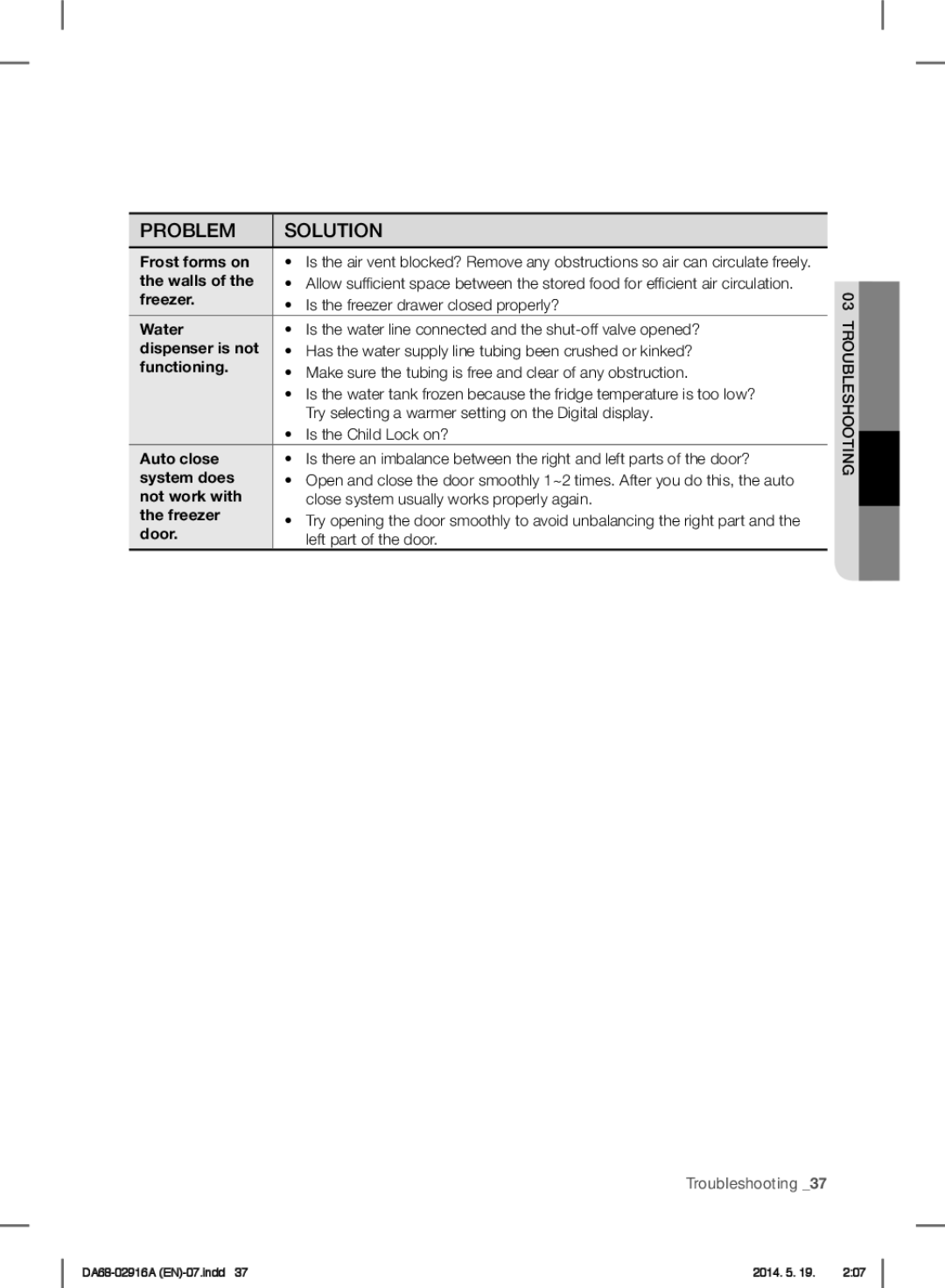 Samsung RF24FSEDBSR user manual Frost forms on 