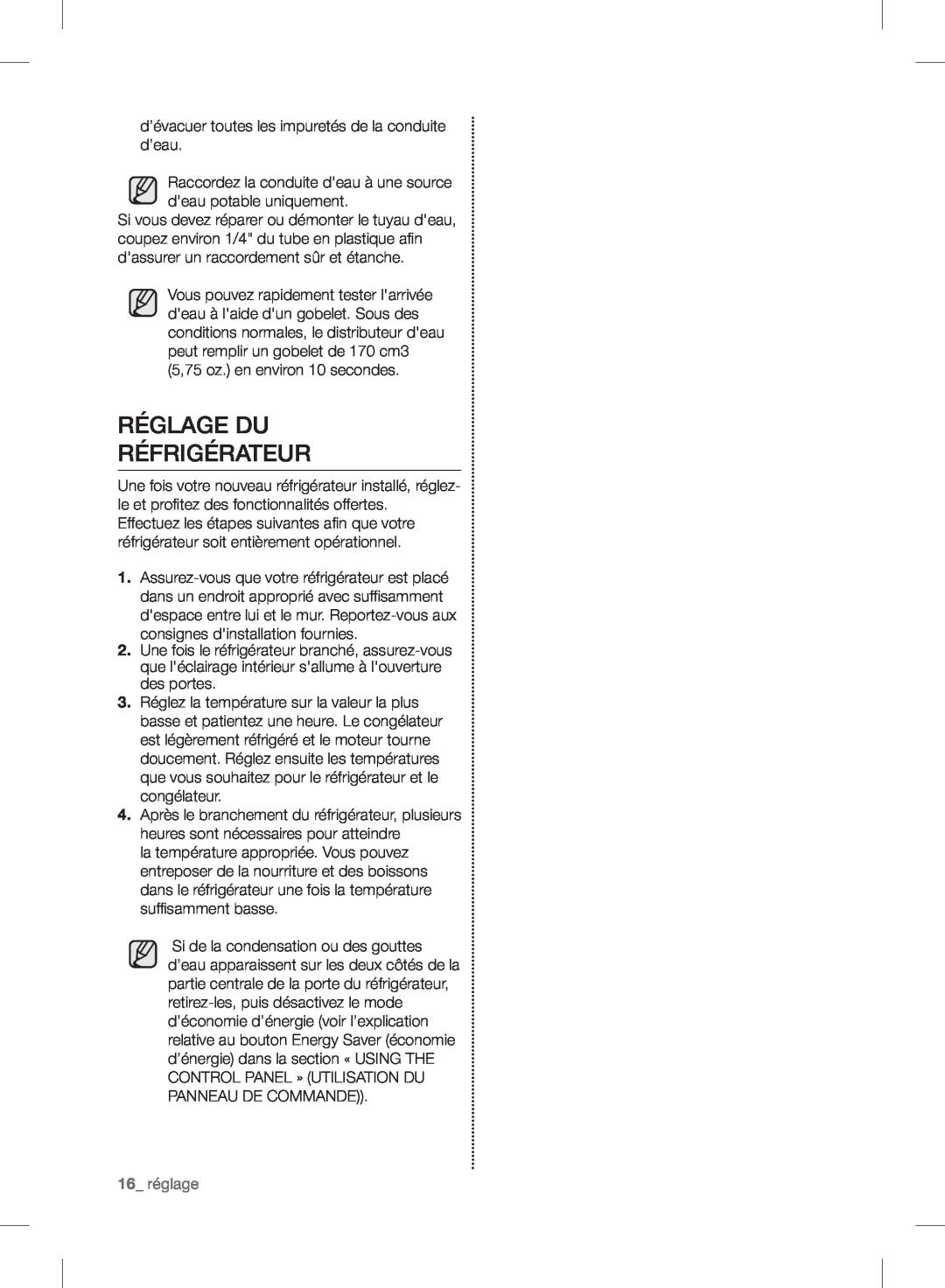 Samsung RF24FSEDBSR user manual Réglage Du Réfrigérateur, 16_ réglage 
