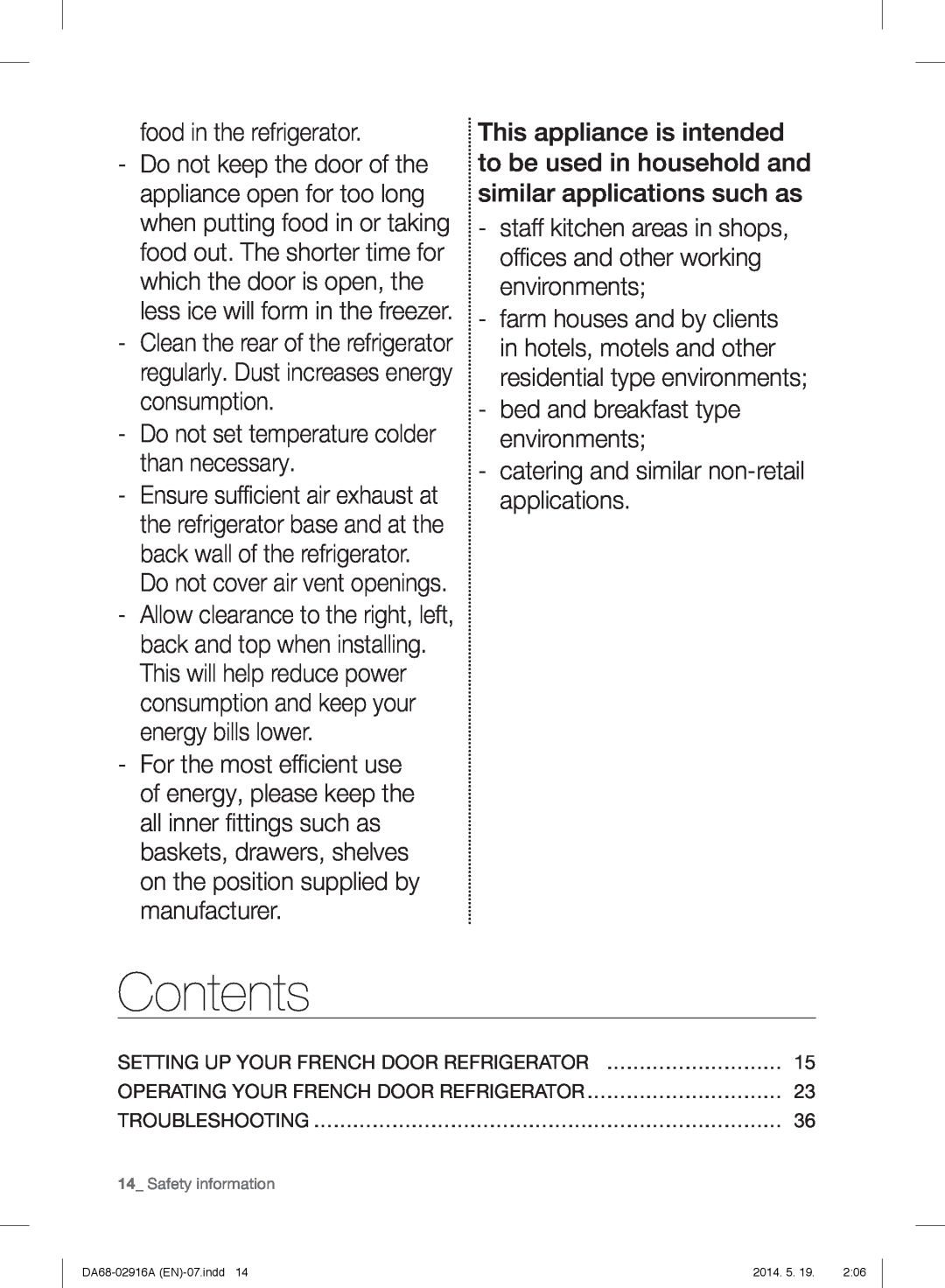 Samsung RF24FSEDBSR user manual Contents 