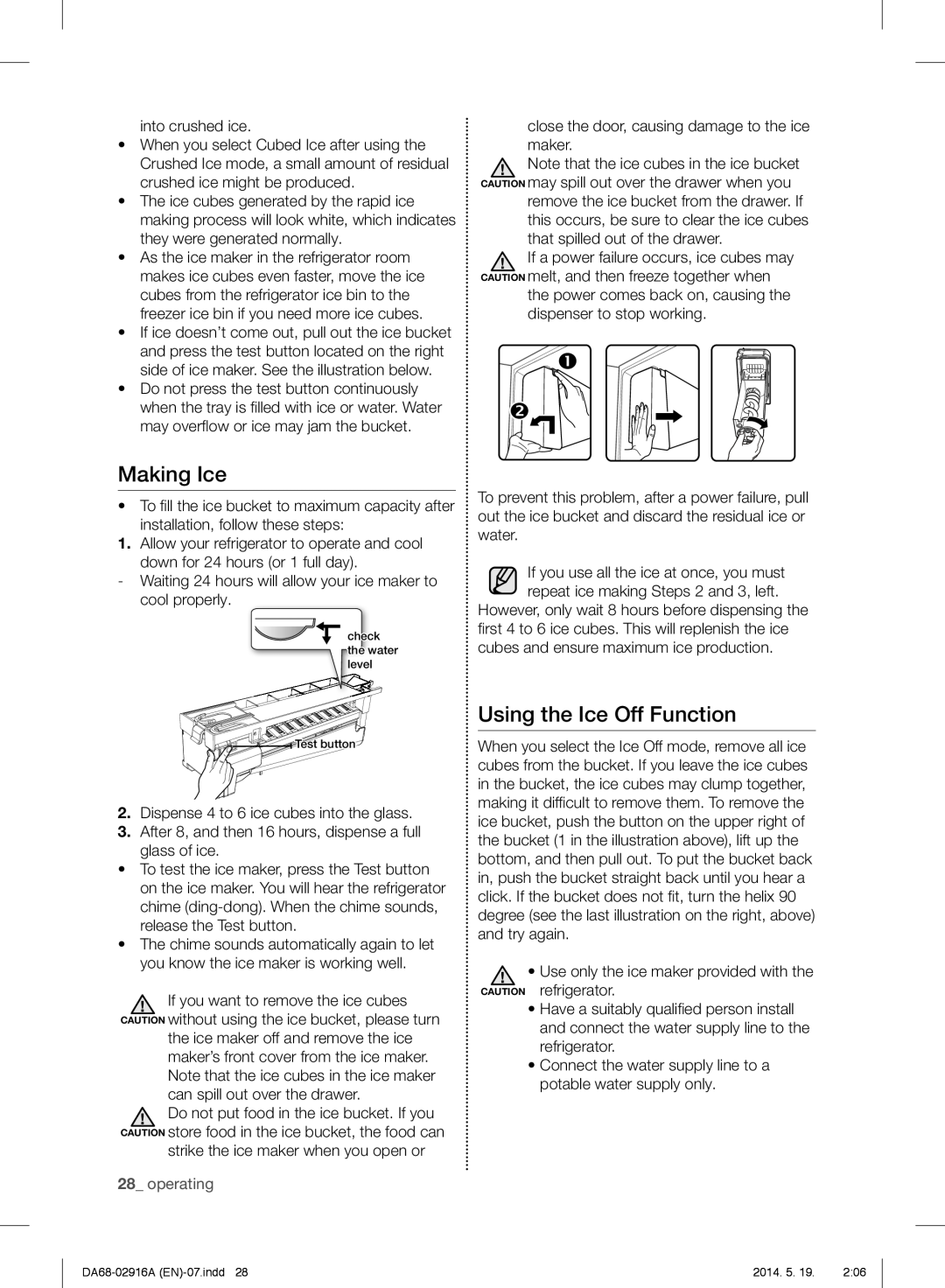 Samsung RF24FSEDBSR user manual Making Ice, Using the Ice Off Function 