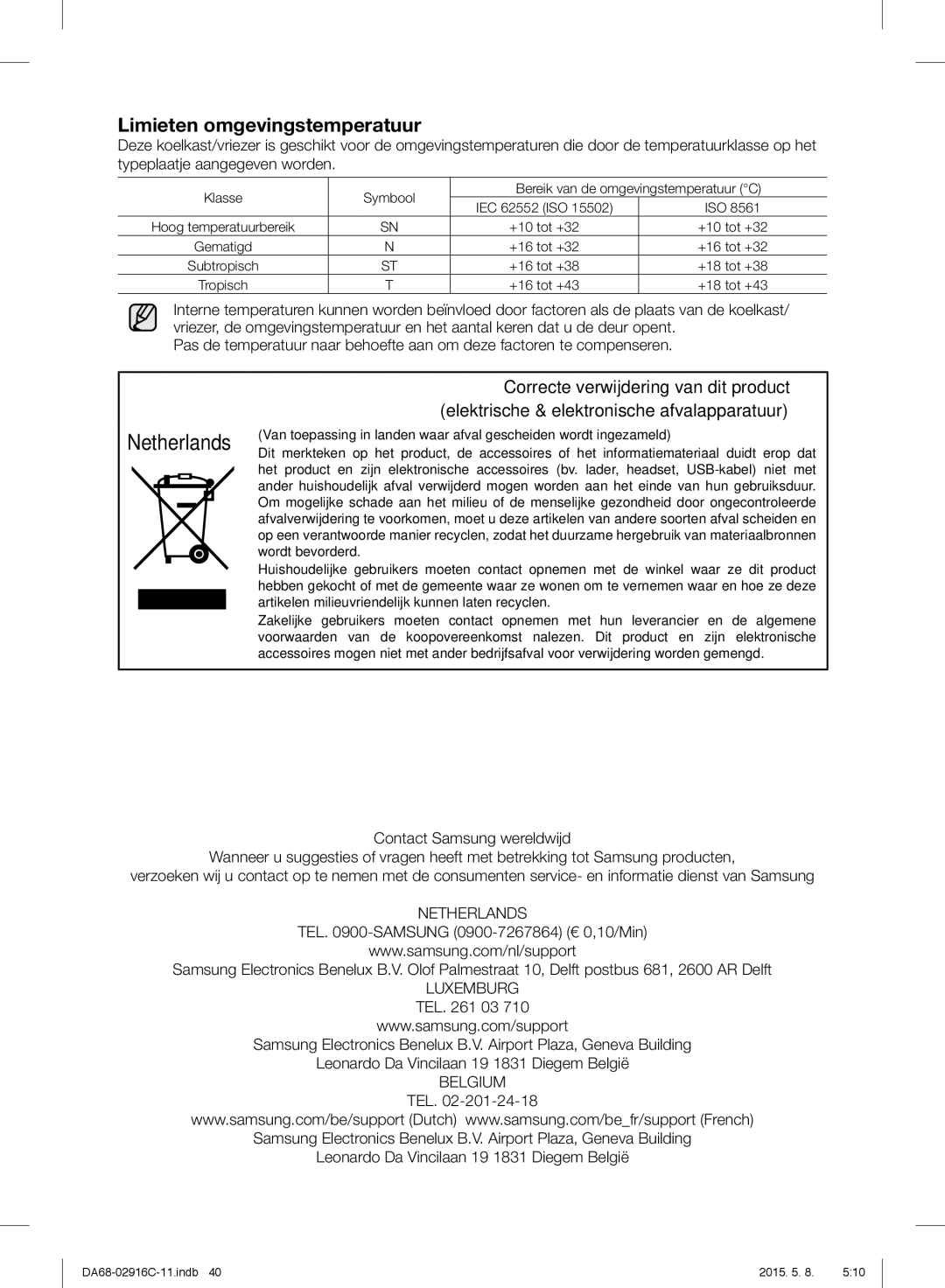 Samsung RF24FSEDBSR/EO, RF24FSEDBSR/ES, RF24FSEDBSR/EG, RF24FSEDBSR/EF manual Netherlands 