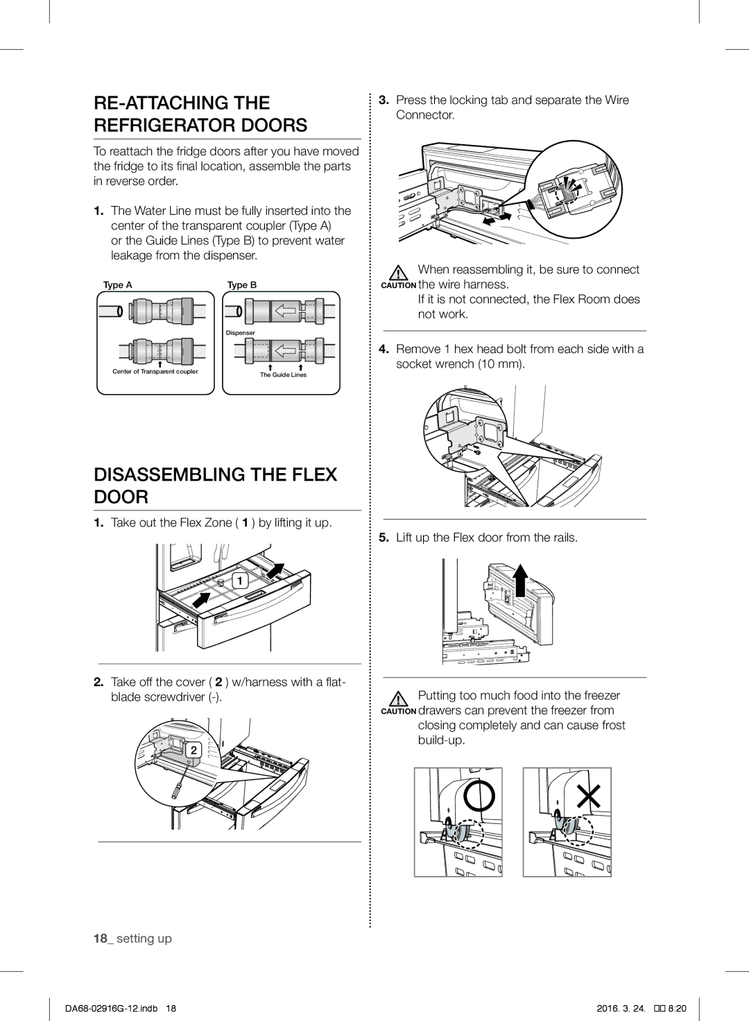 Samsung RF24FSEDBSR/EG, RF24FSEDBSR/EO manual RE-ATTACHING the Refrigerator Doors, Disassembling the Flex Door, Build-up 