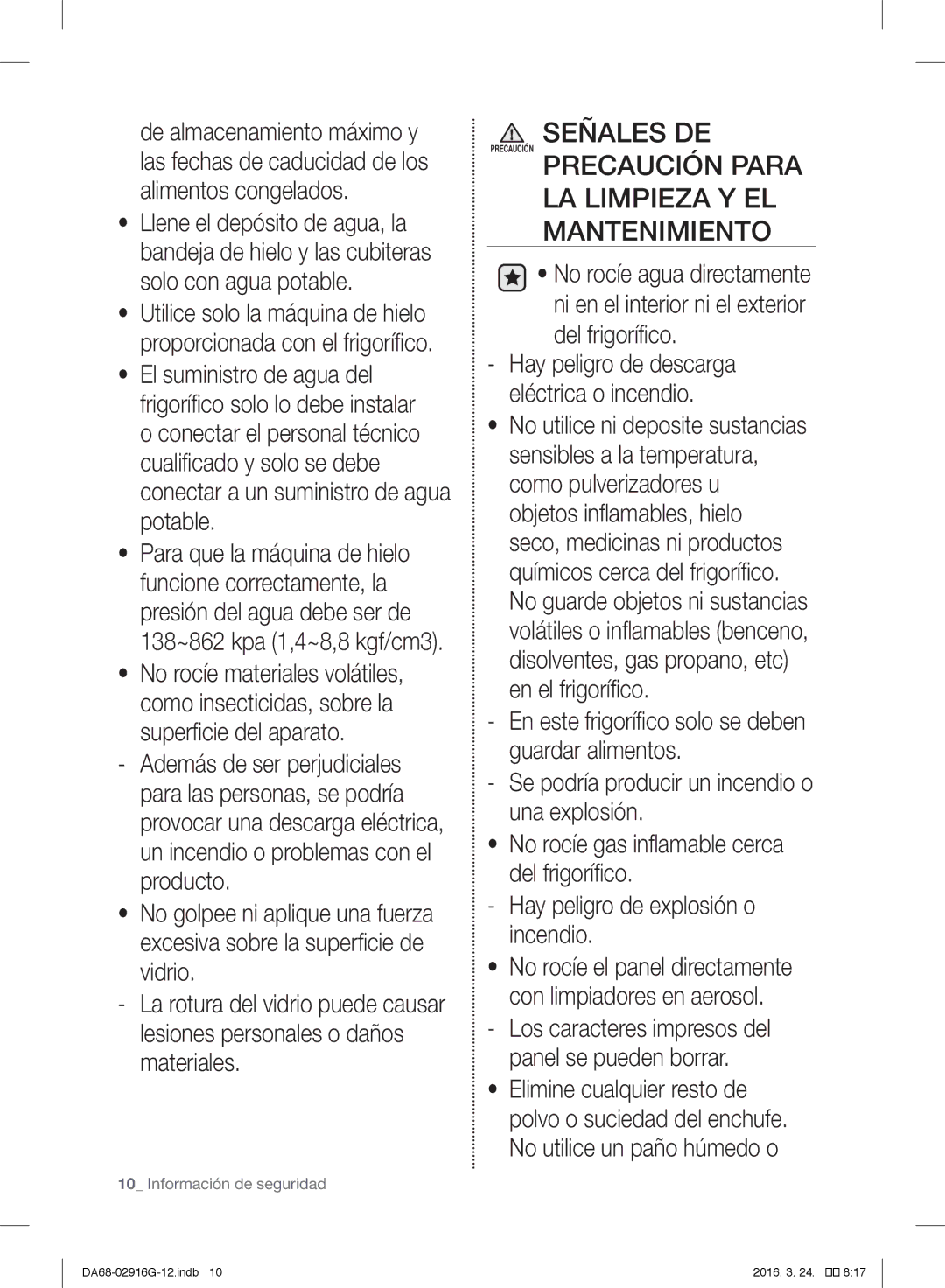 Samsung RF24FSEDBSR/EG, RF24FSEDBSR/EO, RF24FSEDBSR/ES, RF24FSEDBSR/EF manual Información de seguridad 