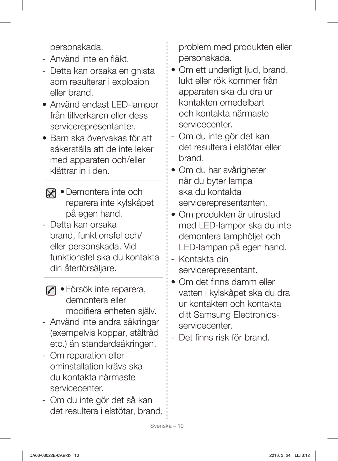 Samsung RF24HSESCSR/EE manual Svenska 