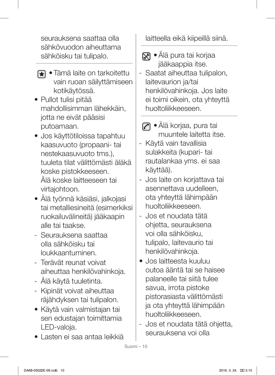 Samsung RF24HSESCSR/EE manual Suomi 