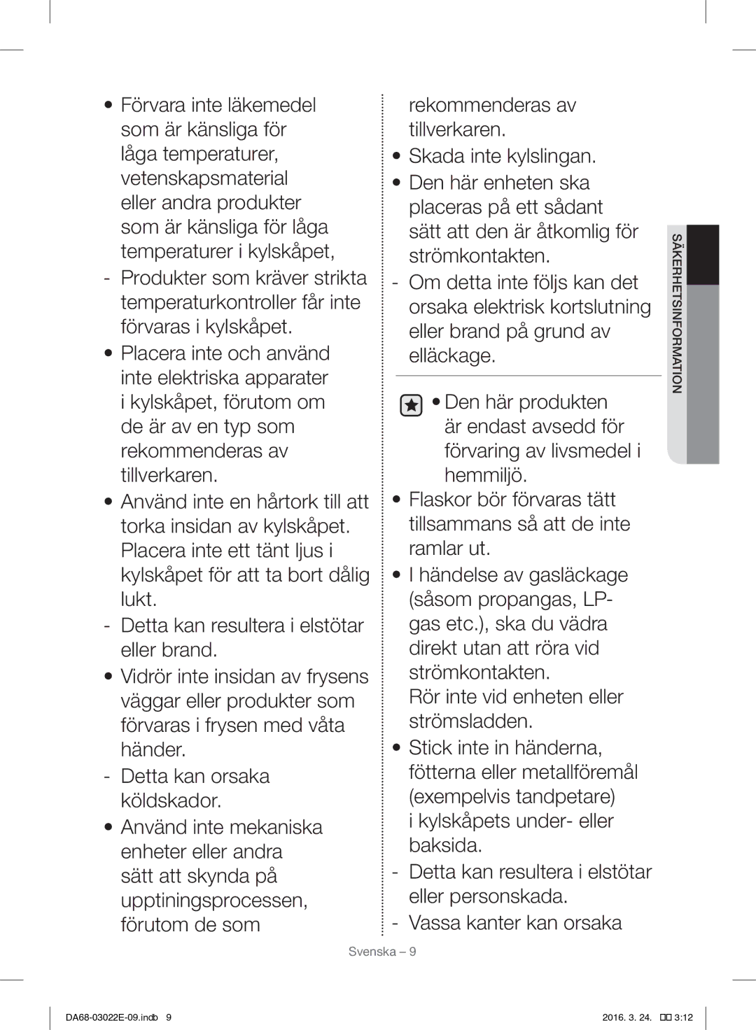 Samsung RF24HSESCSR/EE manual Svenska 