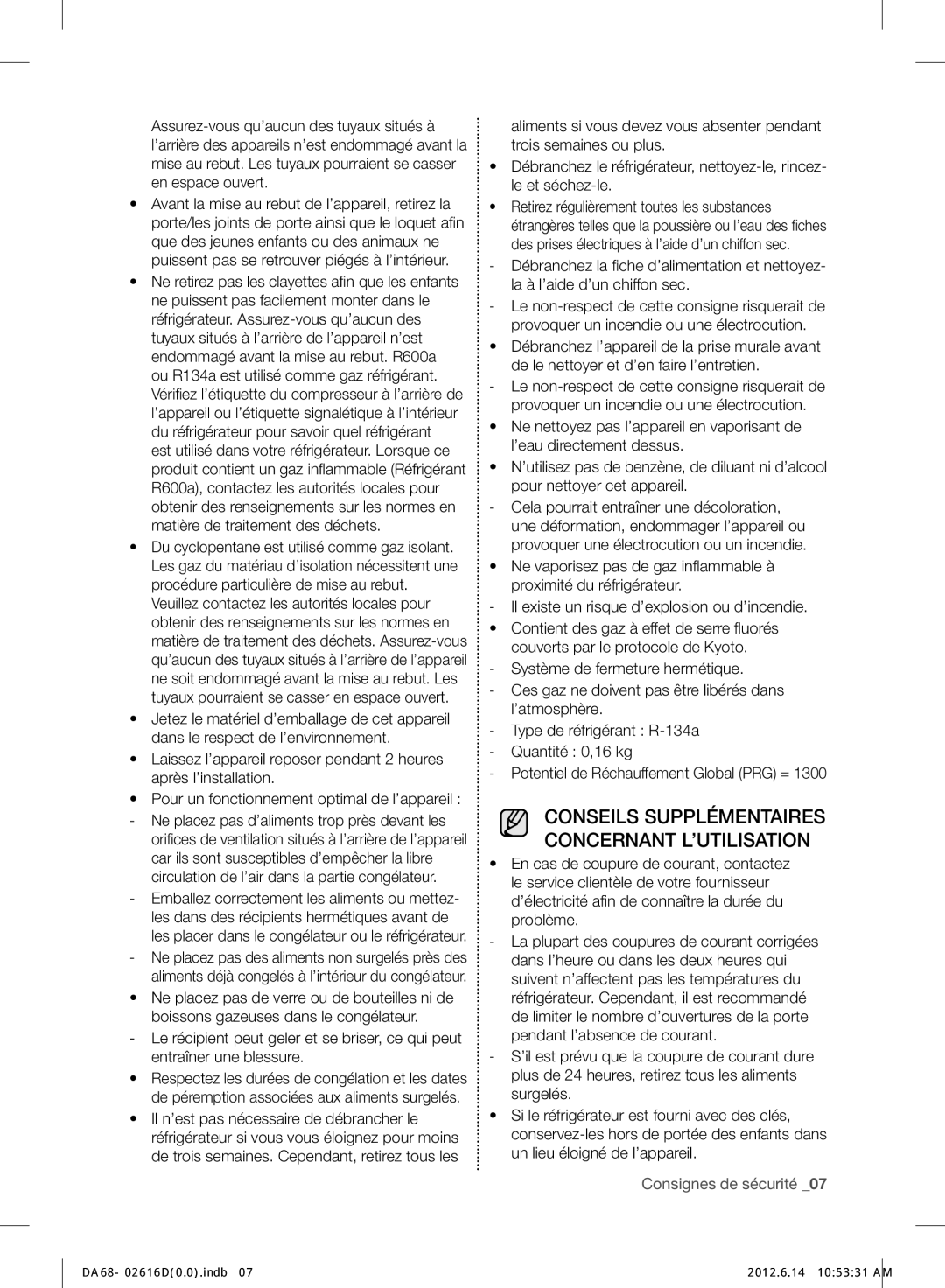 Samsung RF260BEAESL/TA manual Conseils Supplémentaires Concernant L’UTILISATION 