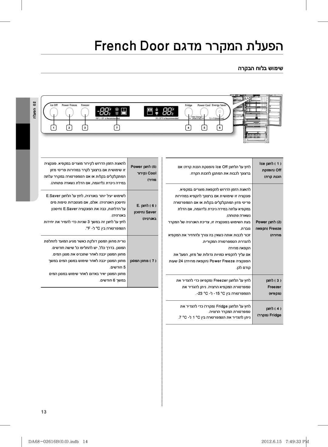 Samsung RF260BEAEWW/ML, RF260BEAESP/ML manual הרקבה חולב שומיש 