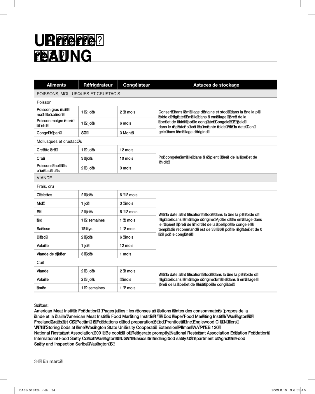 Samsung RF263 user manual POISSONS, Mollusques ET Crustacés 