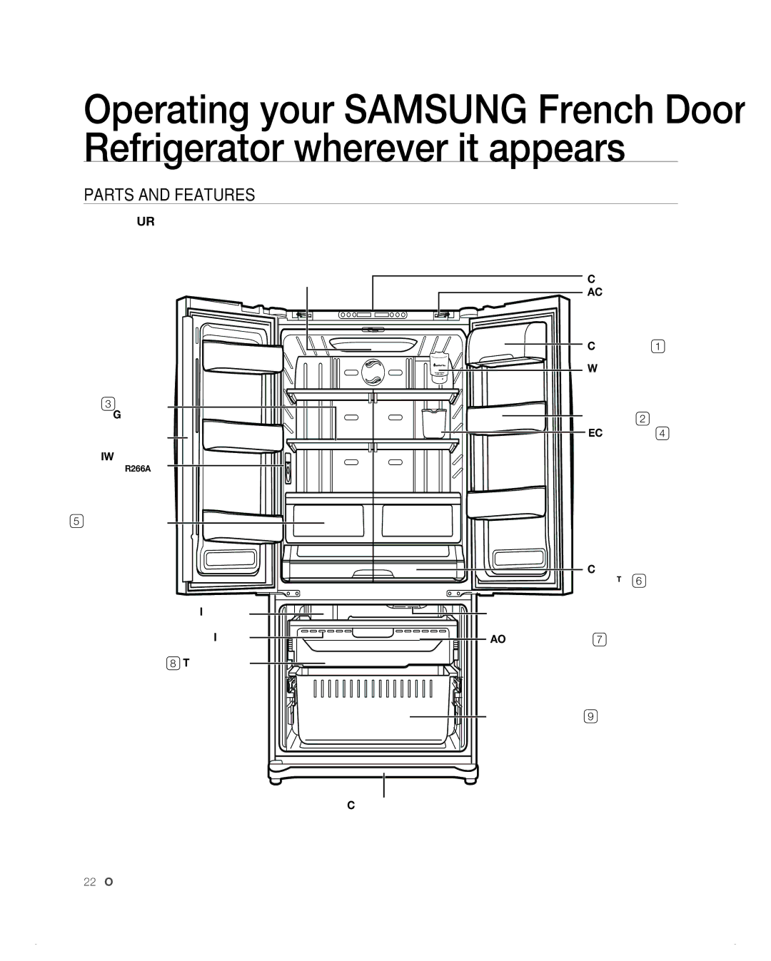 Samsung RF265AB, RF266AB user manual Parts and Features 