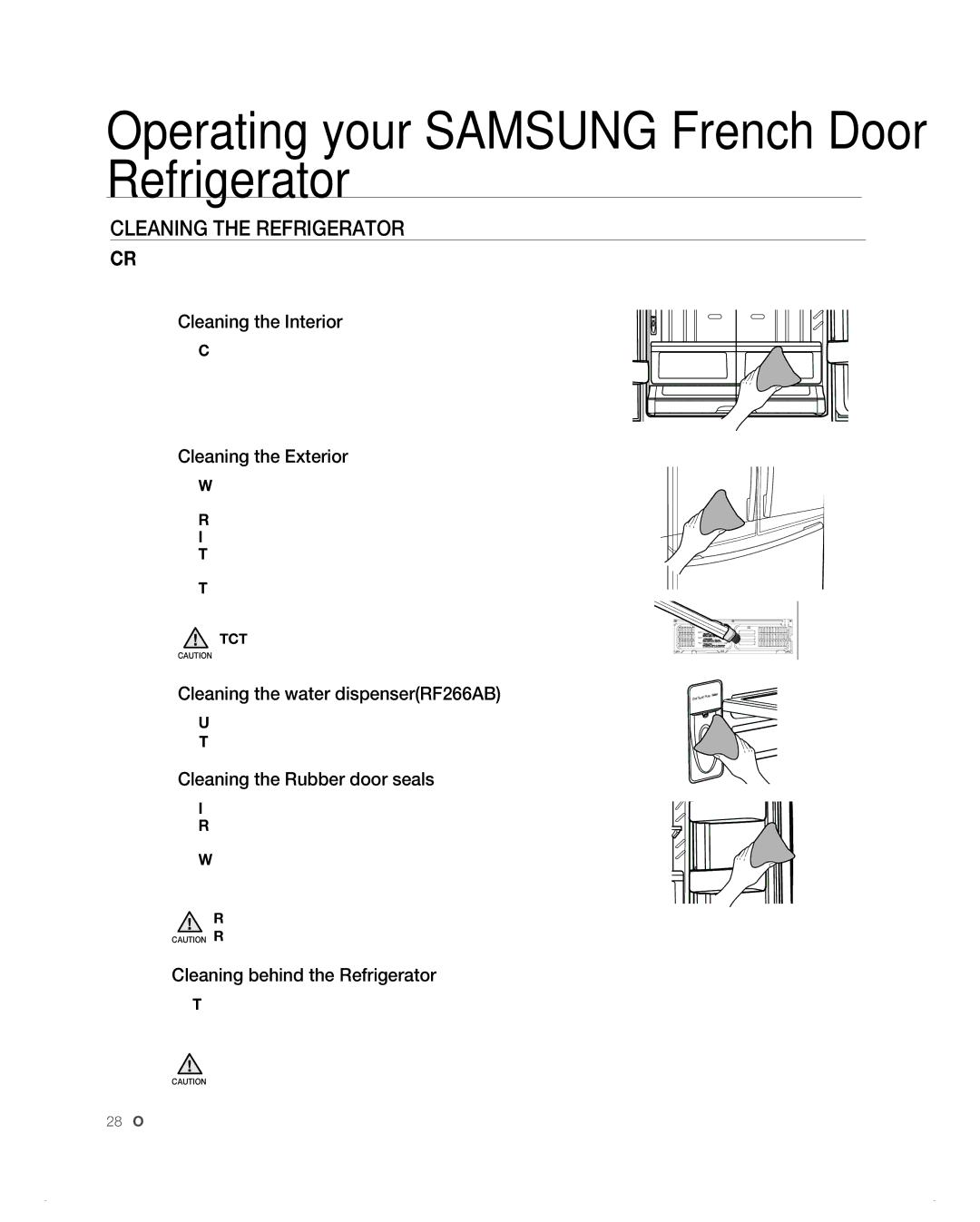 Samsung RF265AB, RF266AB user manual Cleaning the Refrigerator 