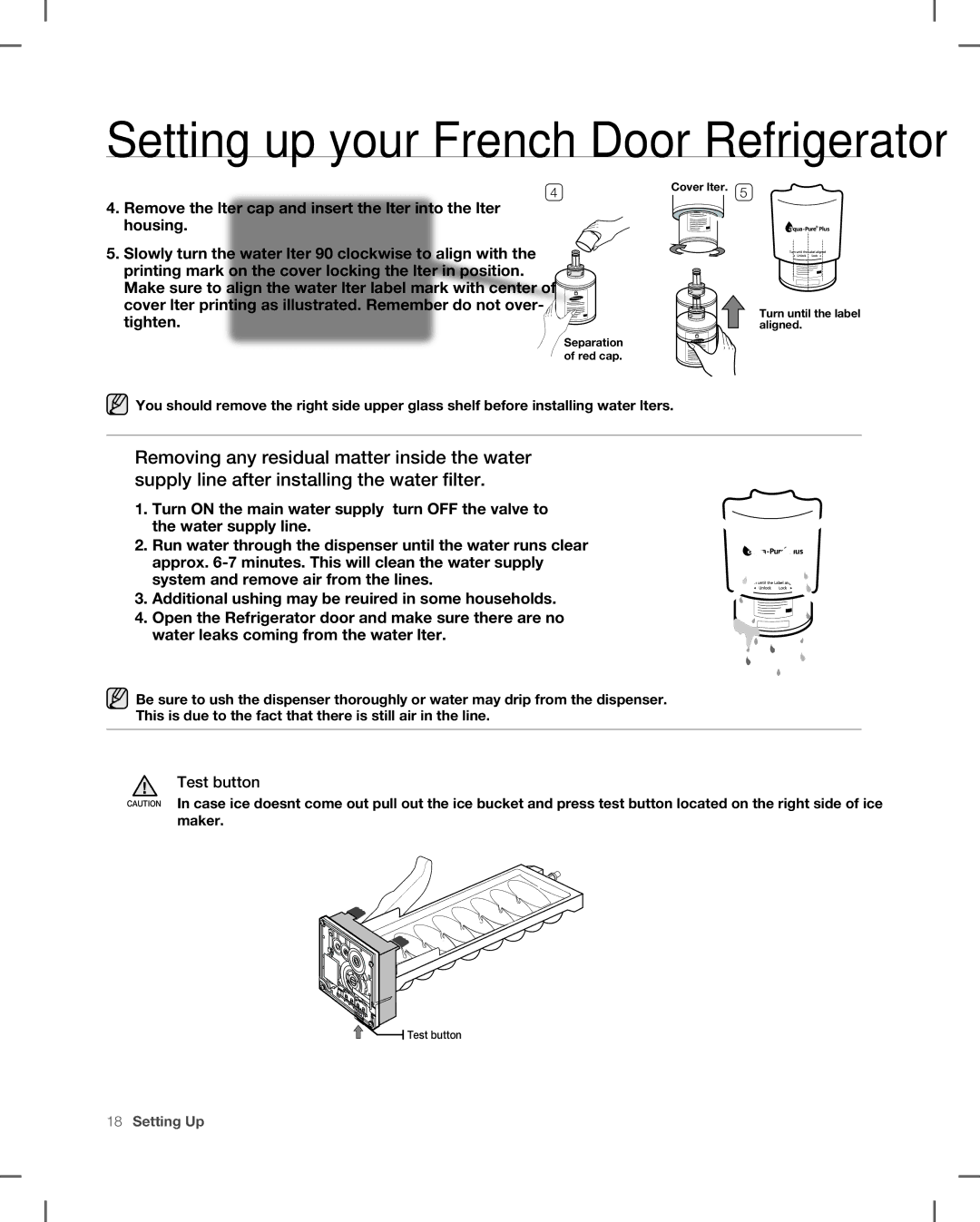 Samsung RF266, RF265 user manual Test button 