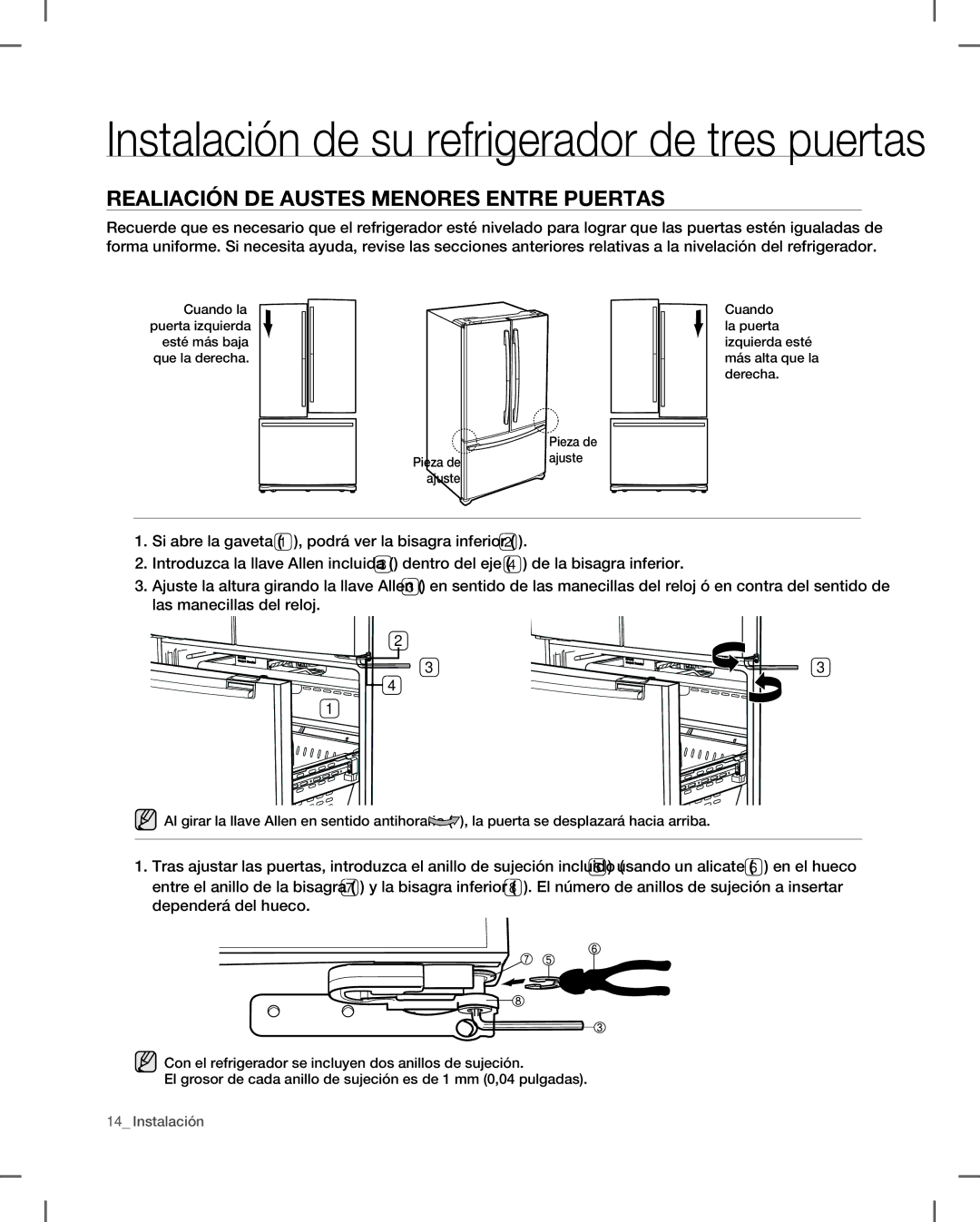 Samsung RF266, RF265 user manual Realización DE Ajustes Menores Entre Puertas 