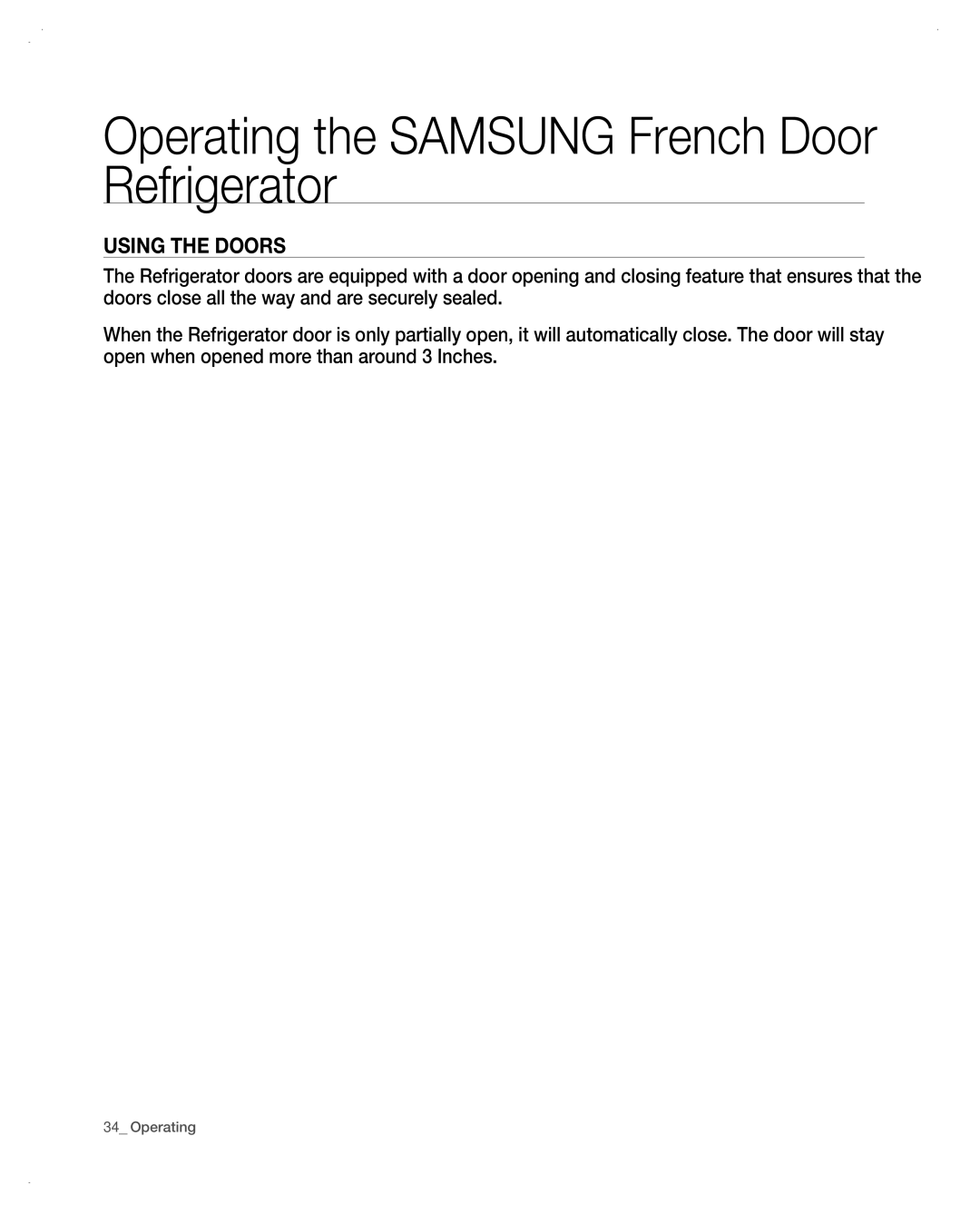 Samsung RF266AA, RF265AA user manual Using the Doors 