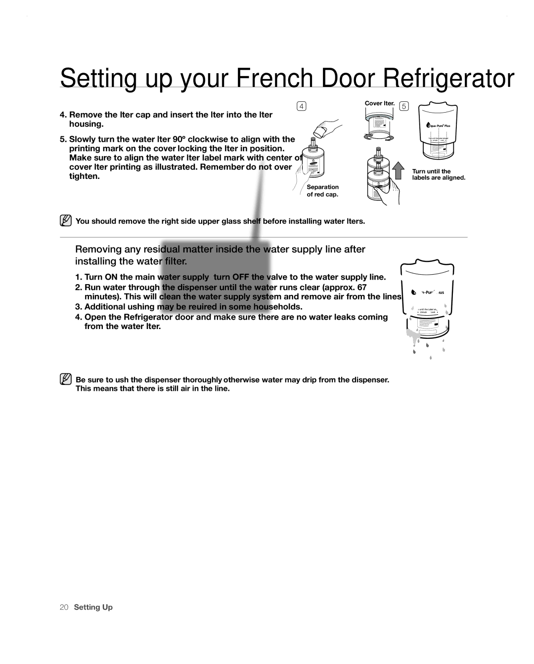 Samsung RF267AA user manual Cover filter 