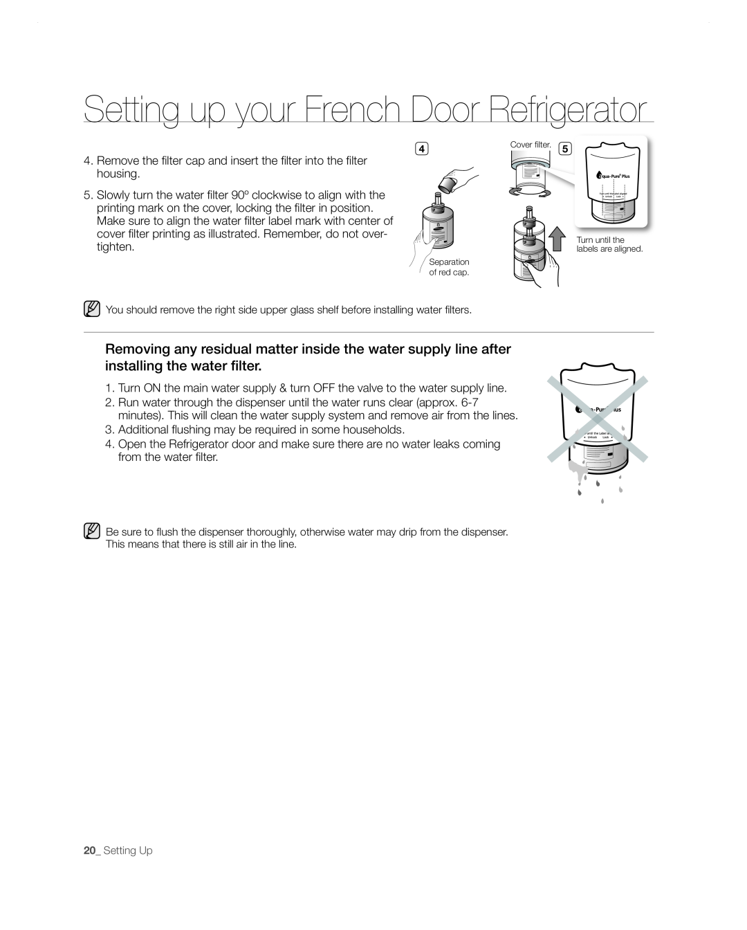 Samsung RF267AA user manual Setting up your French Door Refrigerator 