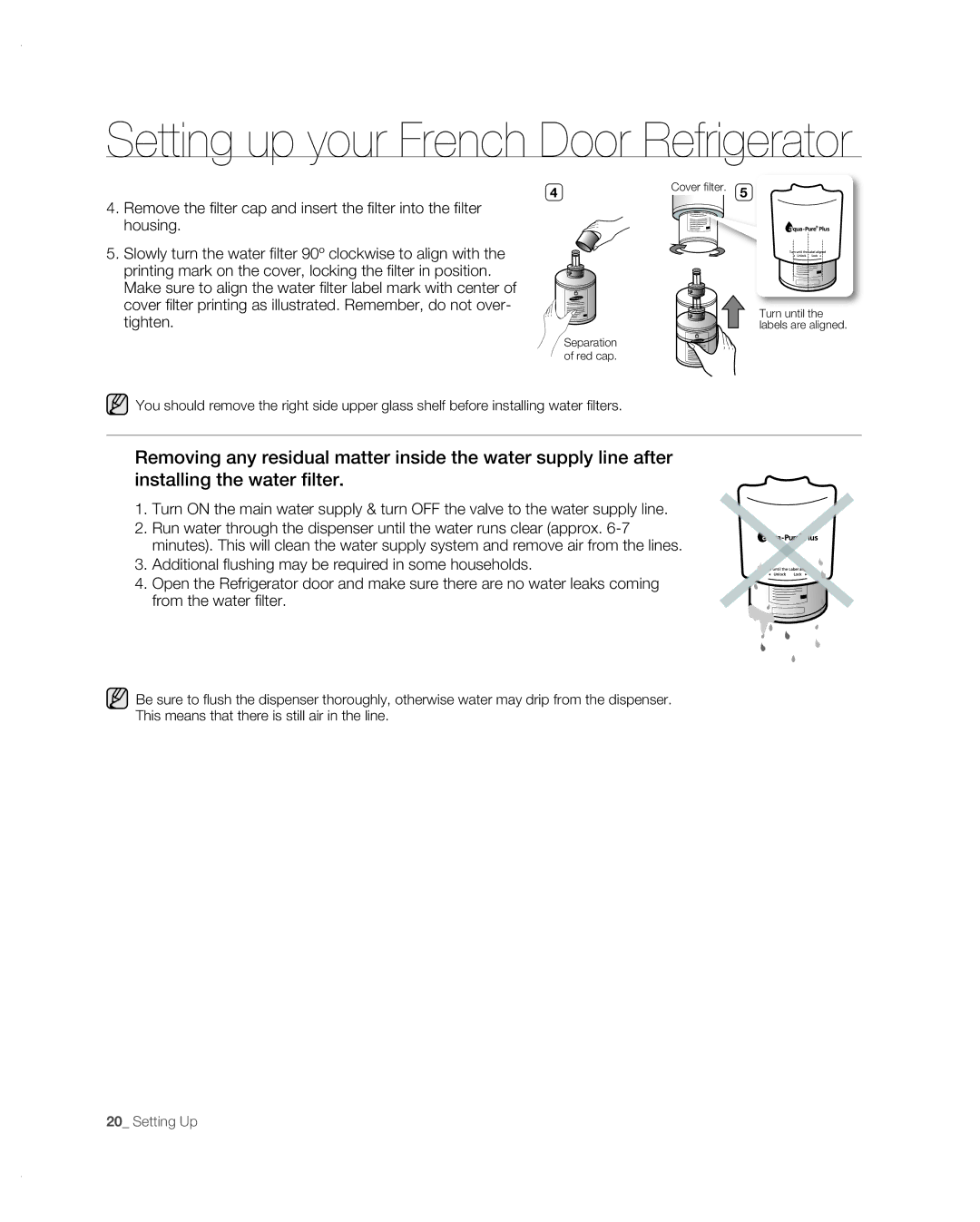 Samsung RF267AB user manual Cover filter 