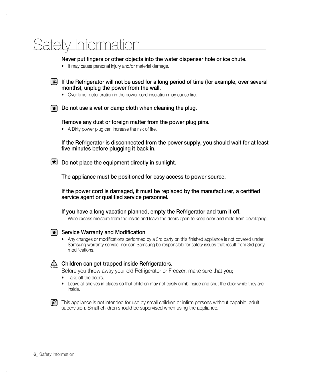 Samsung RF267AB user manual Safety Information 