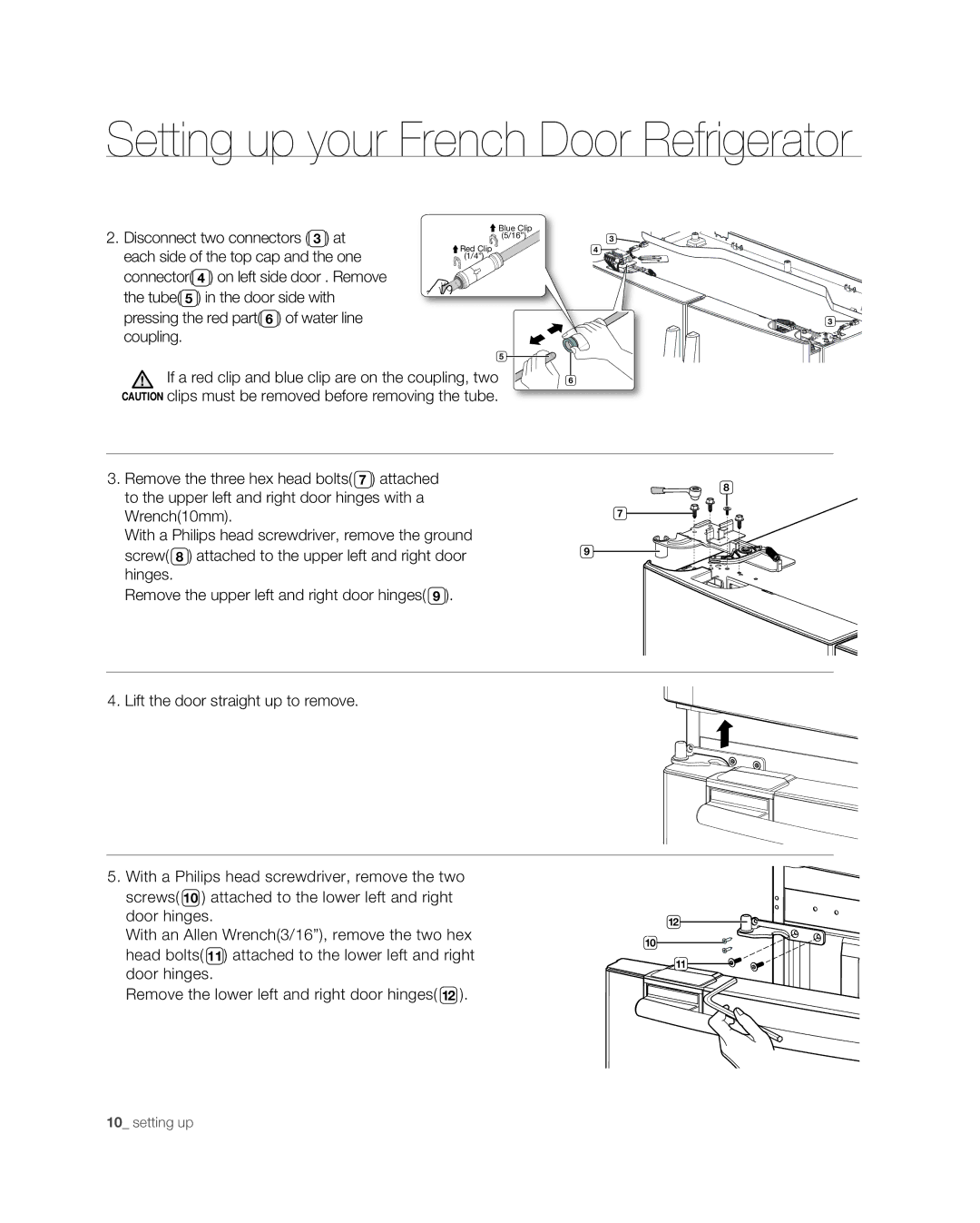 Samsung RF267ABPN user manual If a red clip and blue clip are on the coupling, two 