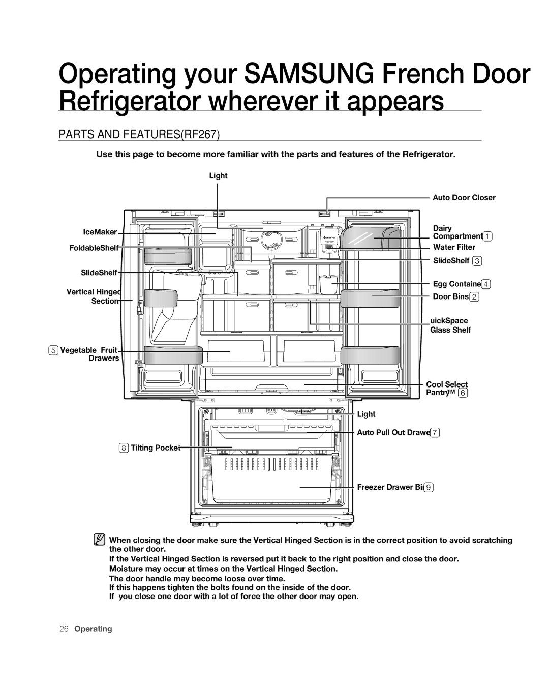 Samsung RF267ABPN user manual Parts and FEATURESRF267 