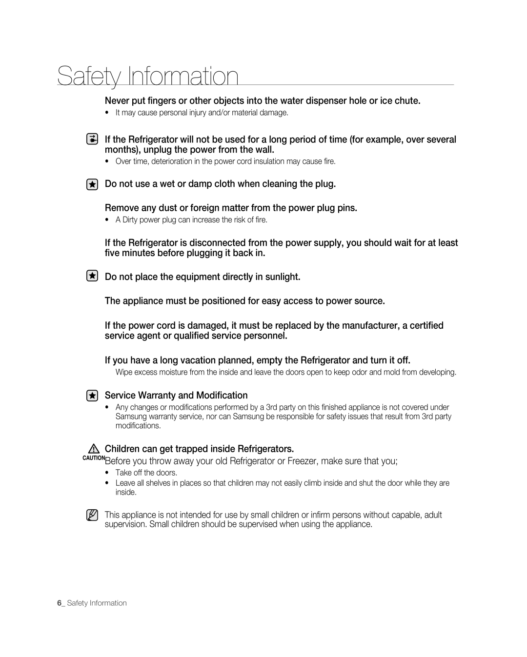 Samsung RF267ABPN user manual Safety Information 