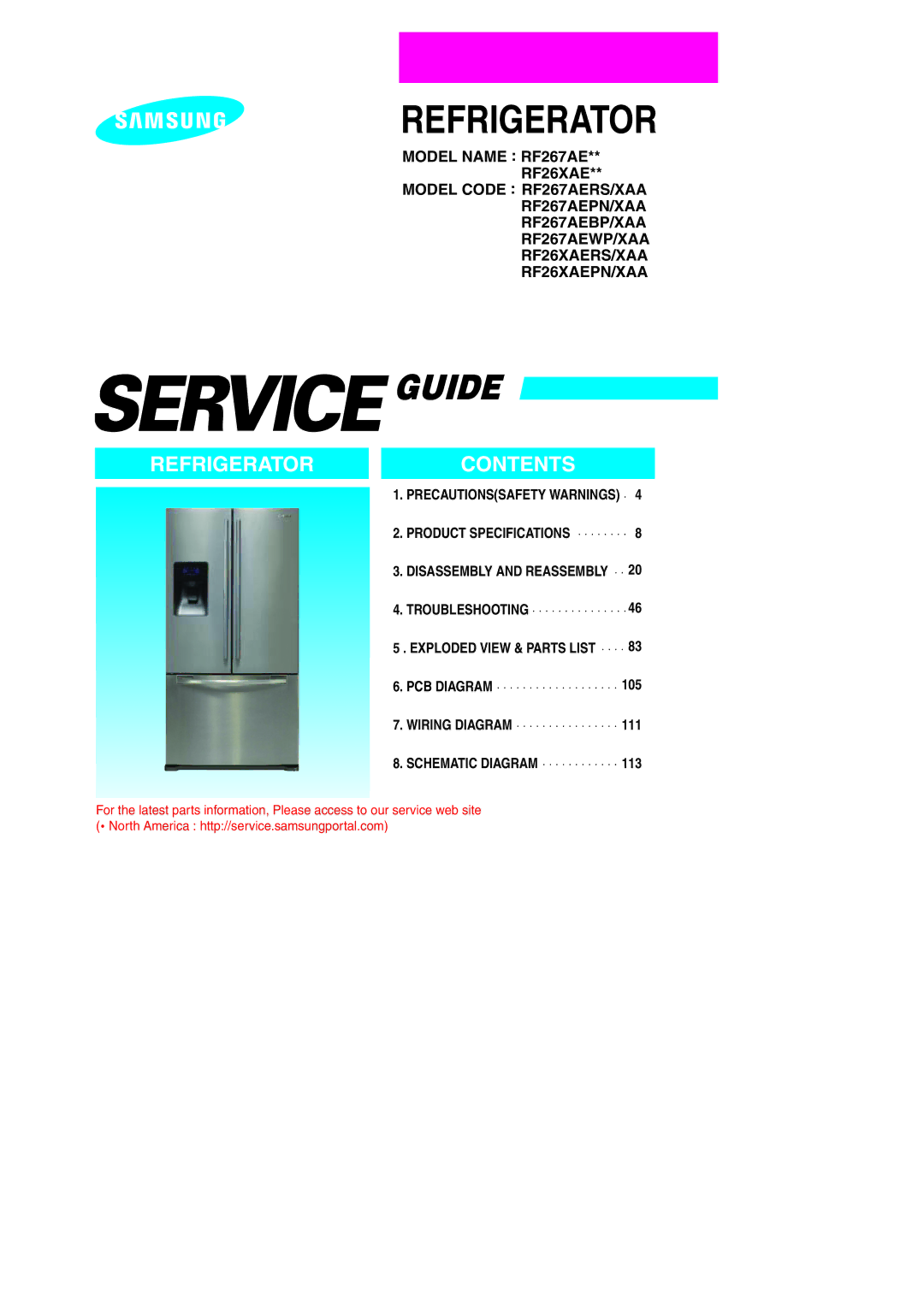 Samsung RF267AE**, RF267AEBP, RF26XAERS, RF26XAEPN, RF26XAE**, RF26XAEXAA, RF267AERS, RF267AEWP specifications Refrigerator 