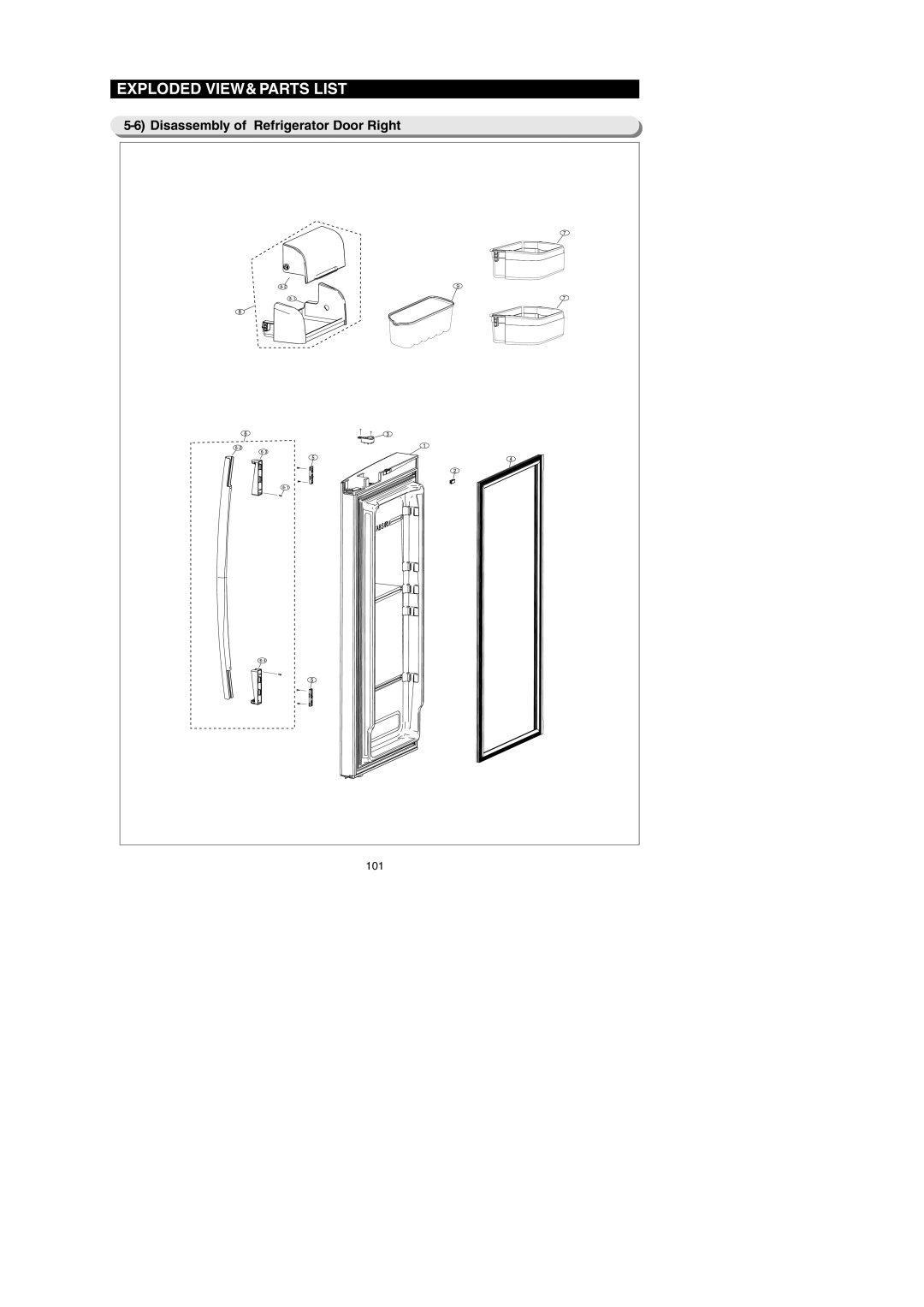 Samsung RF26XAERS, RF267AEBP, RF267AE**, RF26XAEPN, RF26XAE**, RF26XAEXAA Disassembly of Refrigerator Door Right, 101 