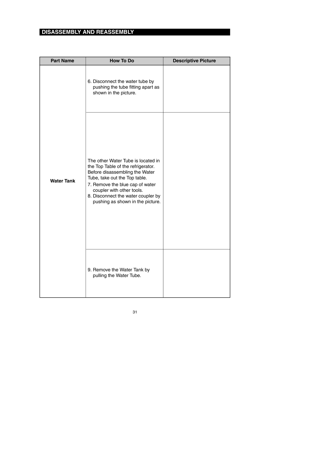 Samsung RF26XAERS, RF267AEBP, RF267AE**, RF26XAEPN, RF26XAE**, RF26XAEXAA Part Name How To Do Descriptive Picture Water Tank 