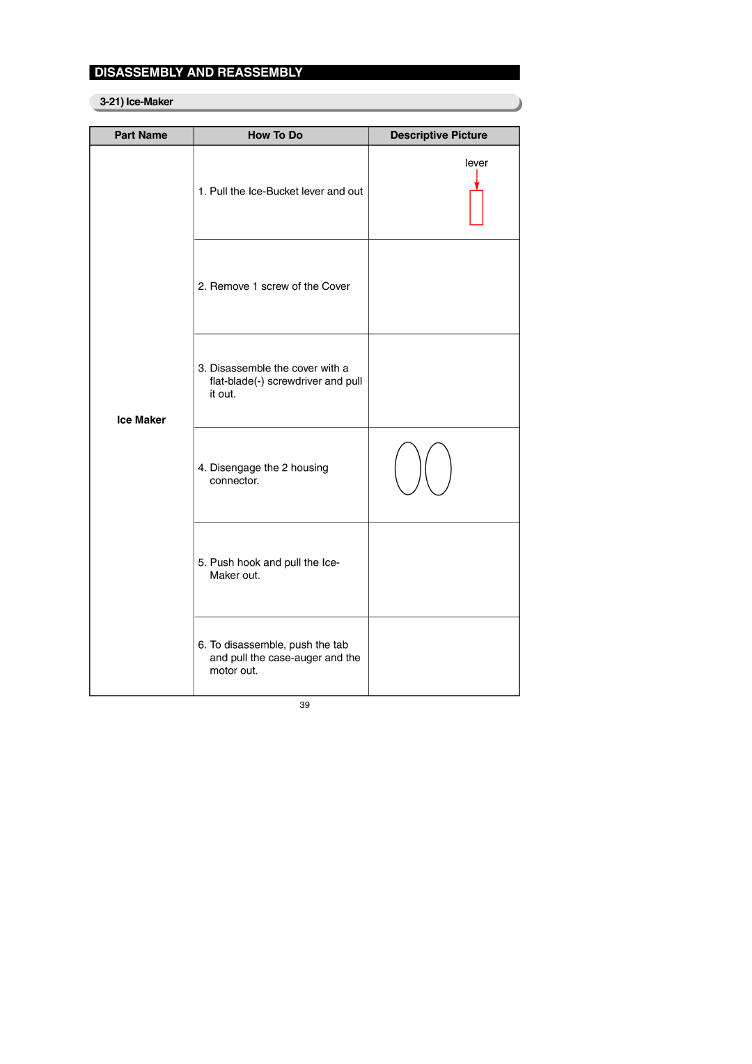 Samsung RF267AEBP, RF267AE**, RF26XAERS, RF26XAEPN Ice-Maker Part Name How To Do Descriptive Picture, Lever, Ice Maker 