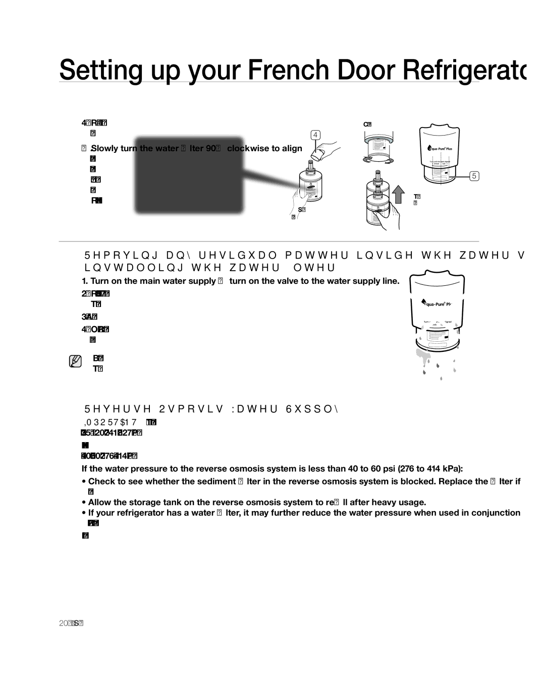 Samsung RF268** user manual Setting up your French Door Refrigerator, Reverse Osmosis Water Supply 