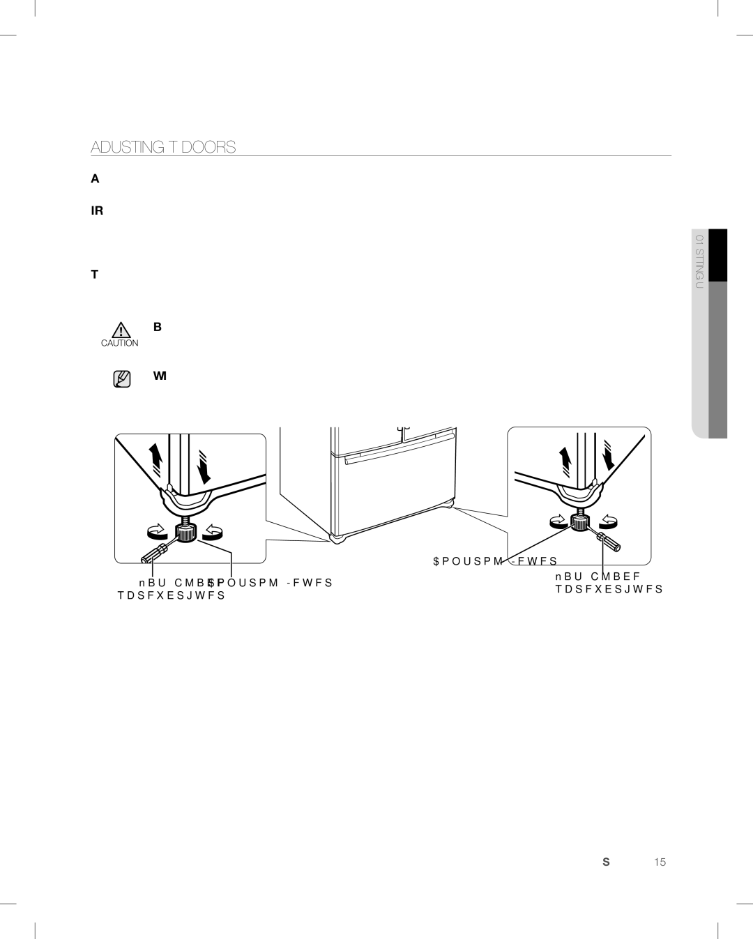 Samsung RF268AB user manual Adjusting the Doors 