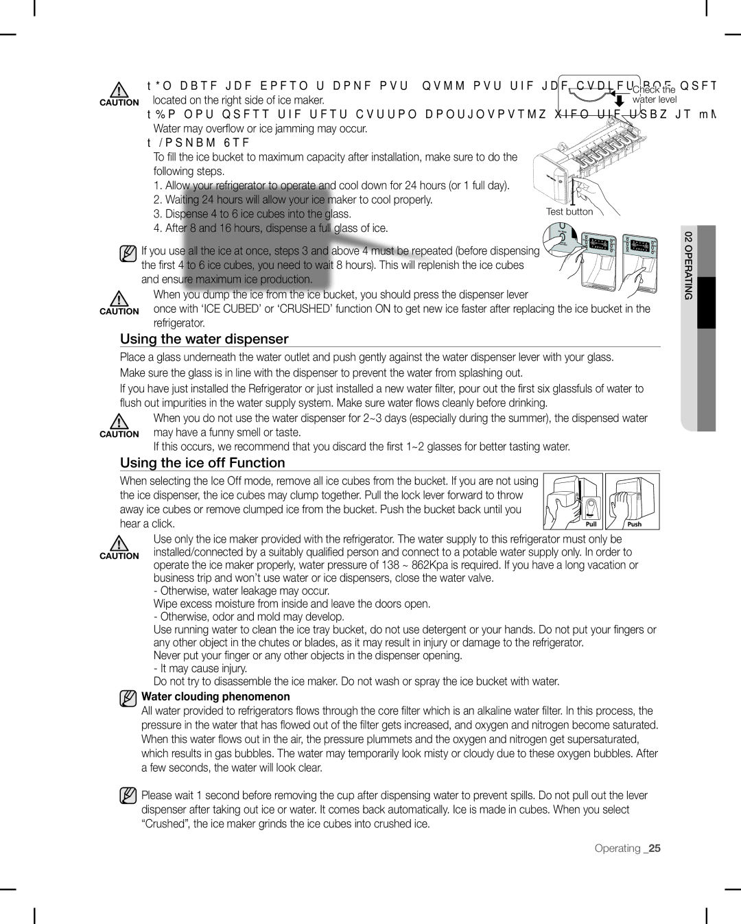 Samsung RF268AB user manual Using the water dispenser, Using the ice off Function 