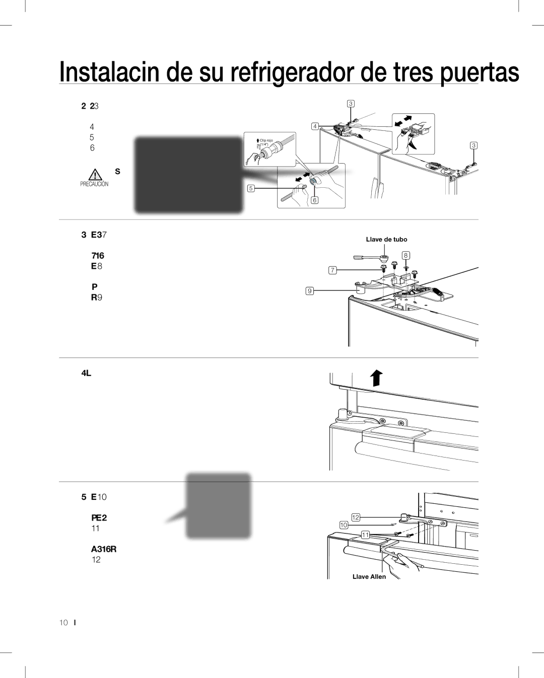 Samsung RF268AB user manual De la puerta, Levante la puerta hacia arriba para extraerla 