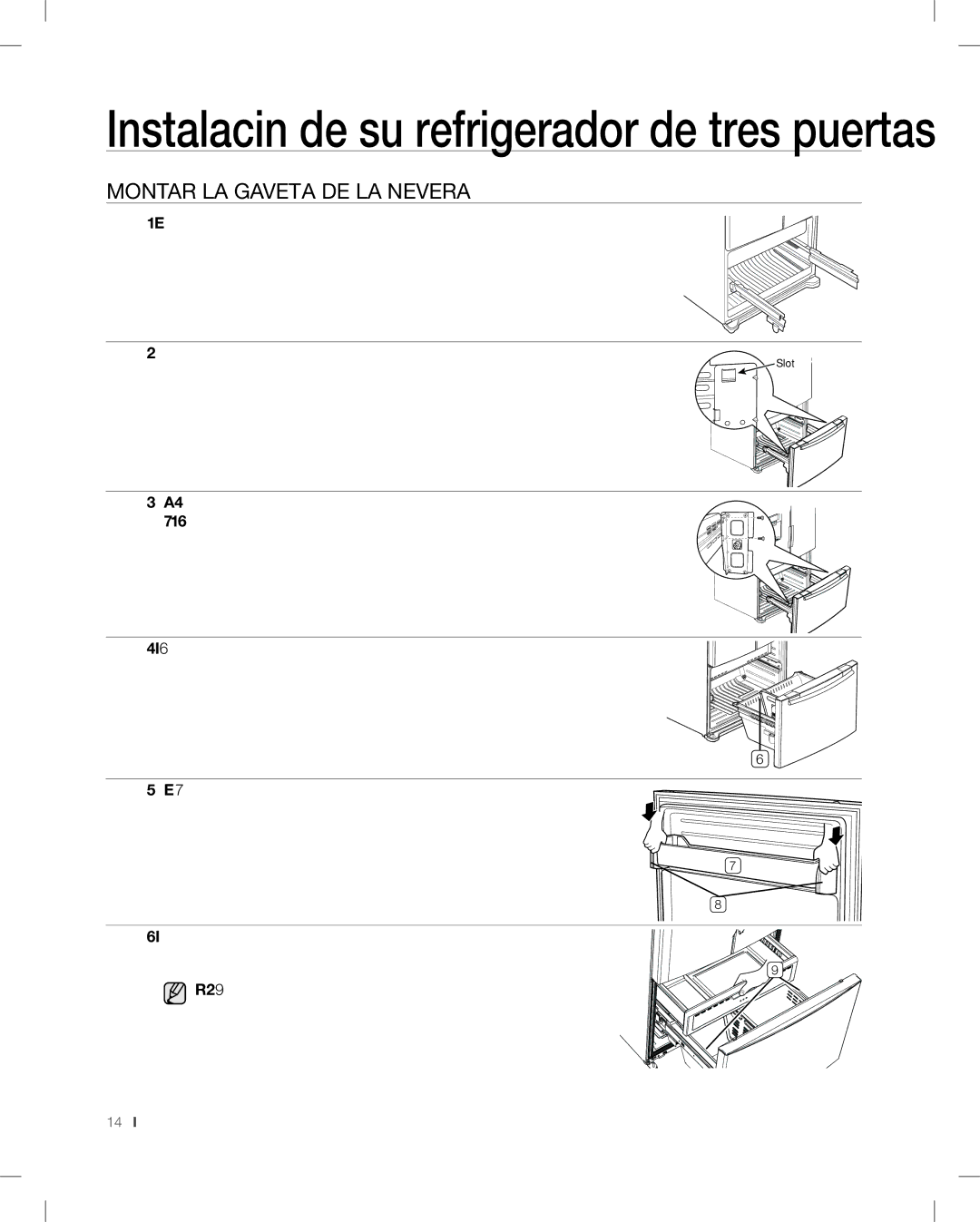 Samsung RF268AB user manual Montar LA Gaveta DE LA Nevera 