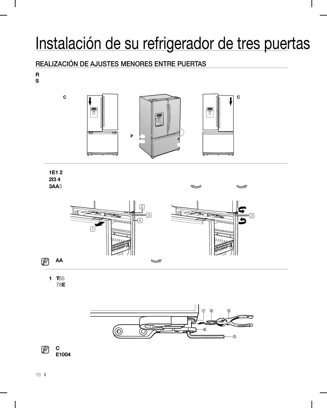 Samsung RF268AB user manual REALIZACIóN DE Ajustes Menores Entre Puertas 