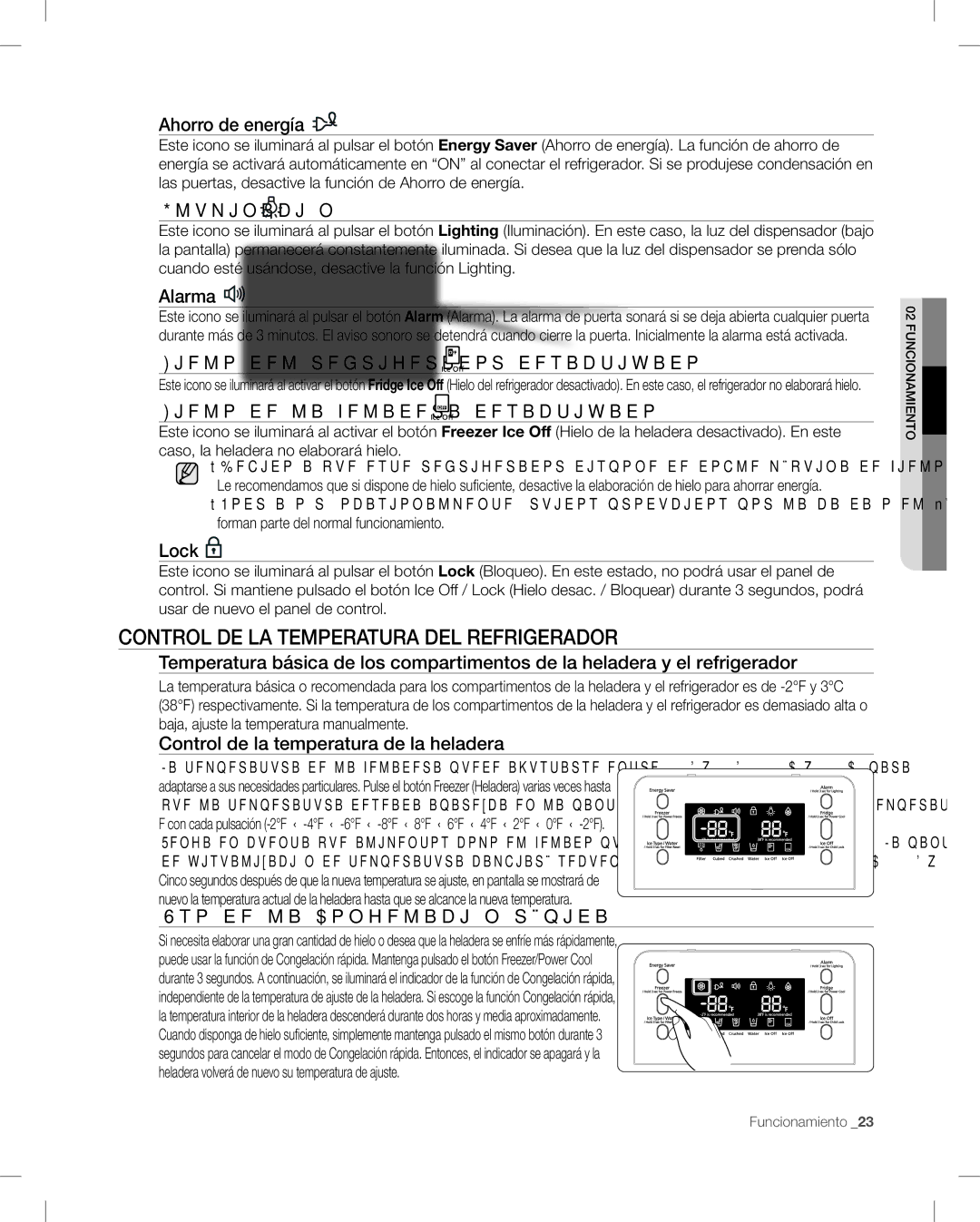 Samsung RF268AB user manual Control DE LA Temperatura DEL Refrigerador 