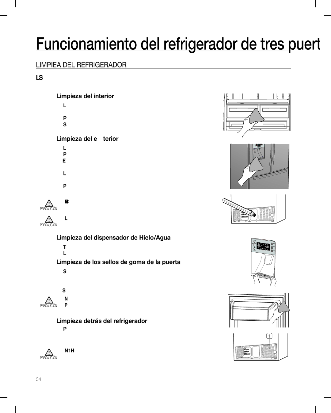 Samsung RF268AB user manual Limpieza DEL Refrigerador 