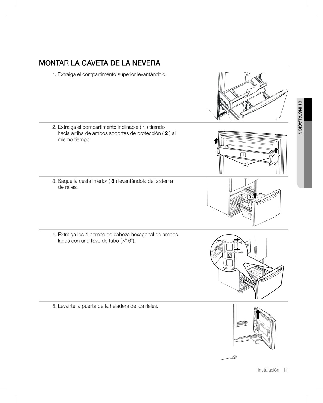 Samsung RF268AB user manual Montar La Gaveta De La Nevera 