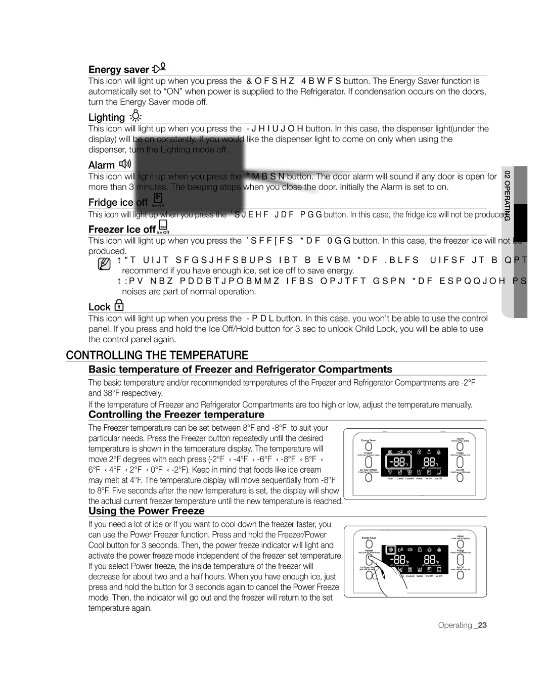 Samsung RF268ABWP user manual CONTROLLINg the Temperature 