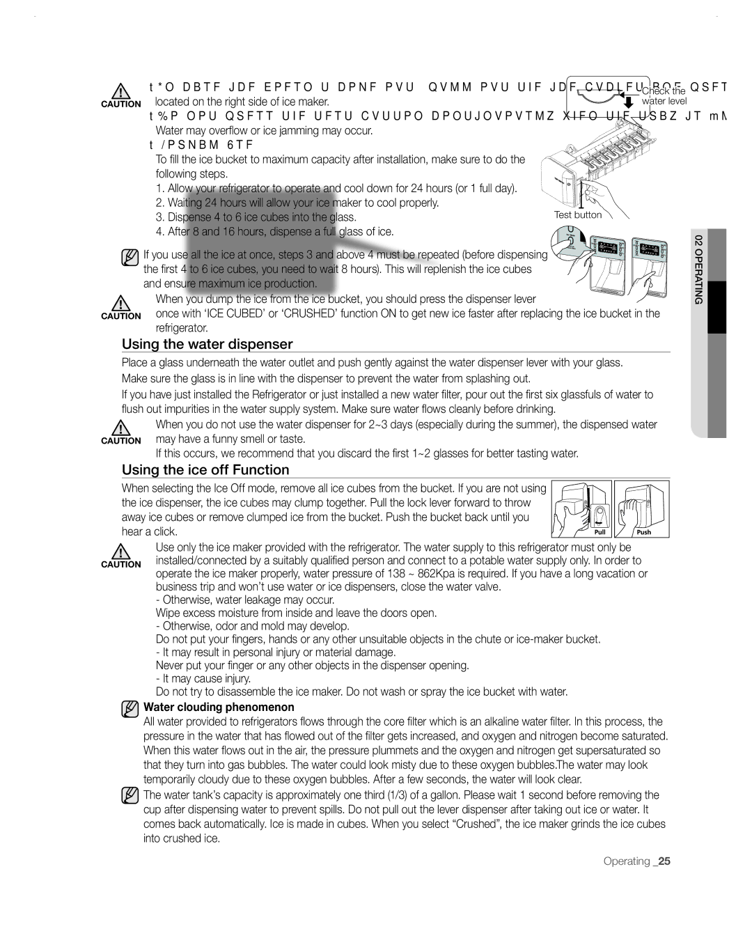 Samsung RF268ABWP user manual Using the water dispenser, Using the ice off Function 