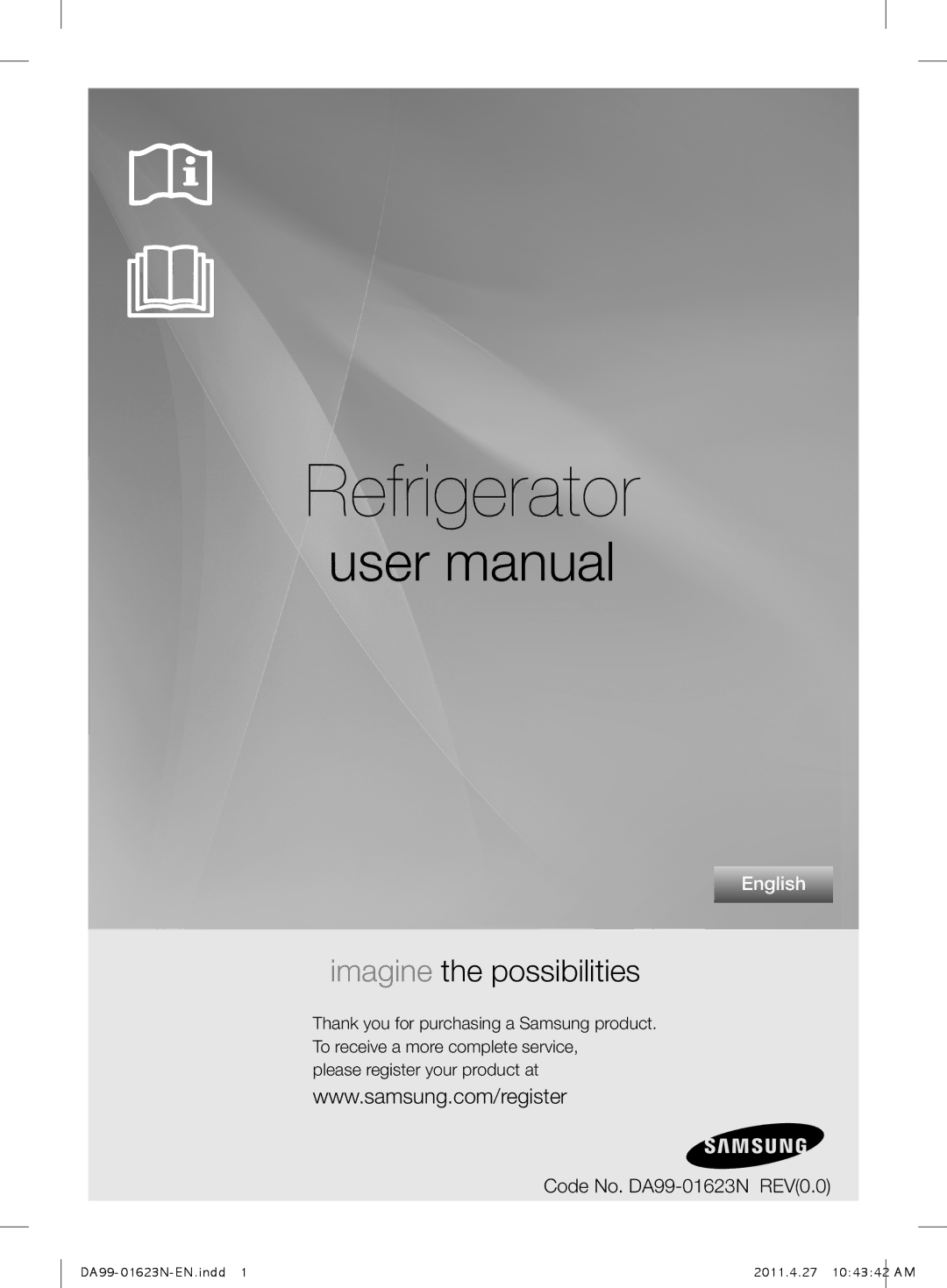 Samsung RF26NEPN1/SML, RF26DEPN1/SML manual Refrigerator 