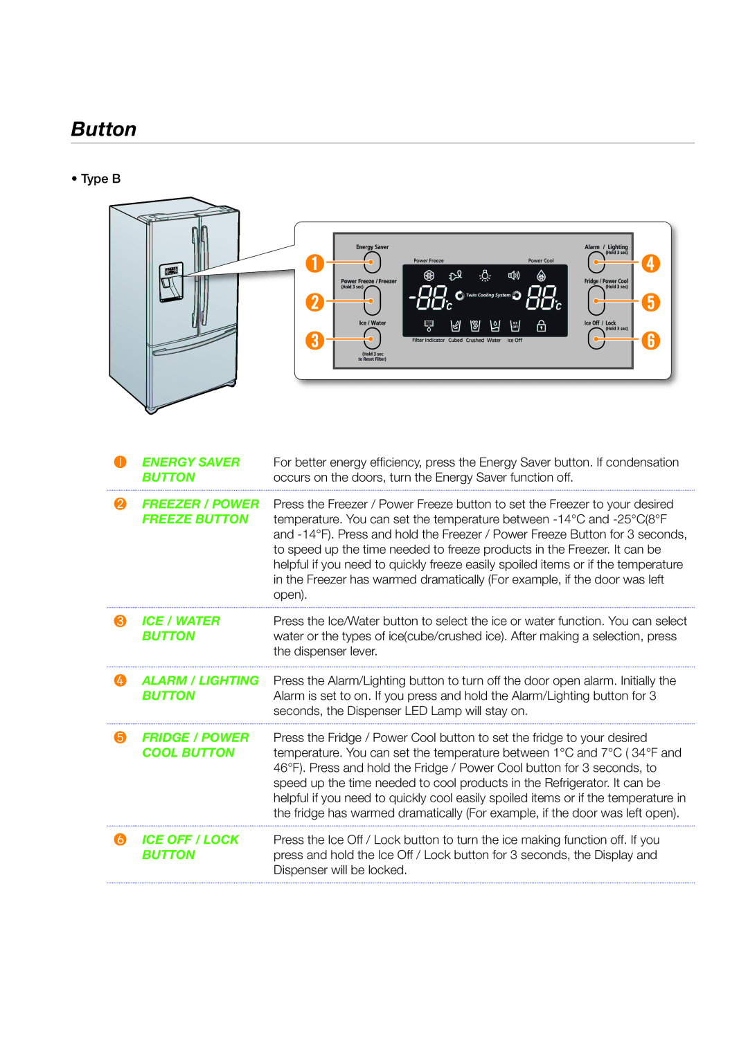 Samsung RF26DESH1/SML, RF26NBUS2/SML, RF26NBBP1/SML, RF26NESH1/SML, RF26NBBP2/SML, RF26NEUS1/SML, RF26DEPN1/SML ❸ ICE / Water 