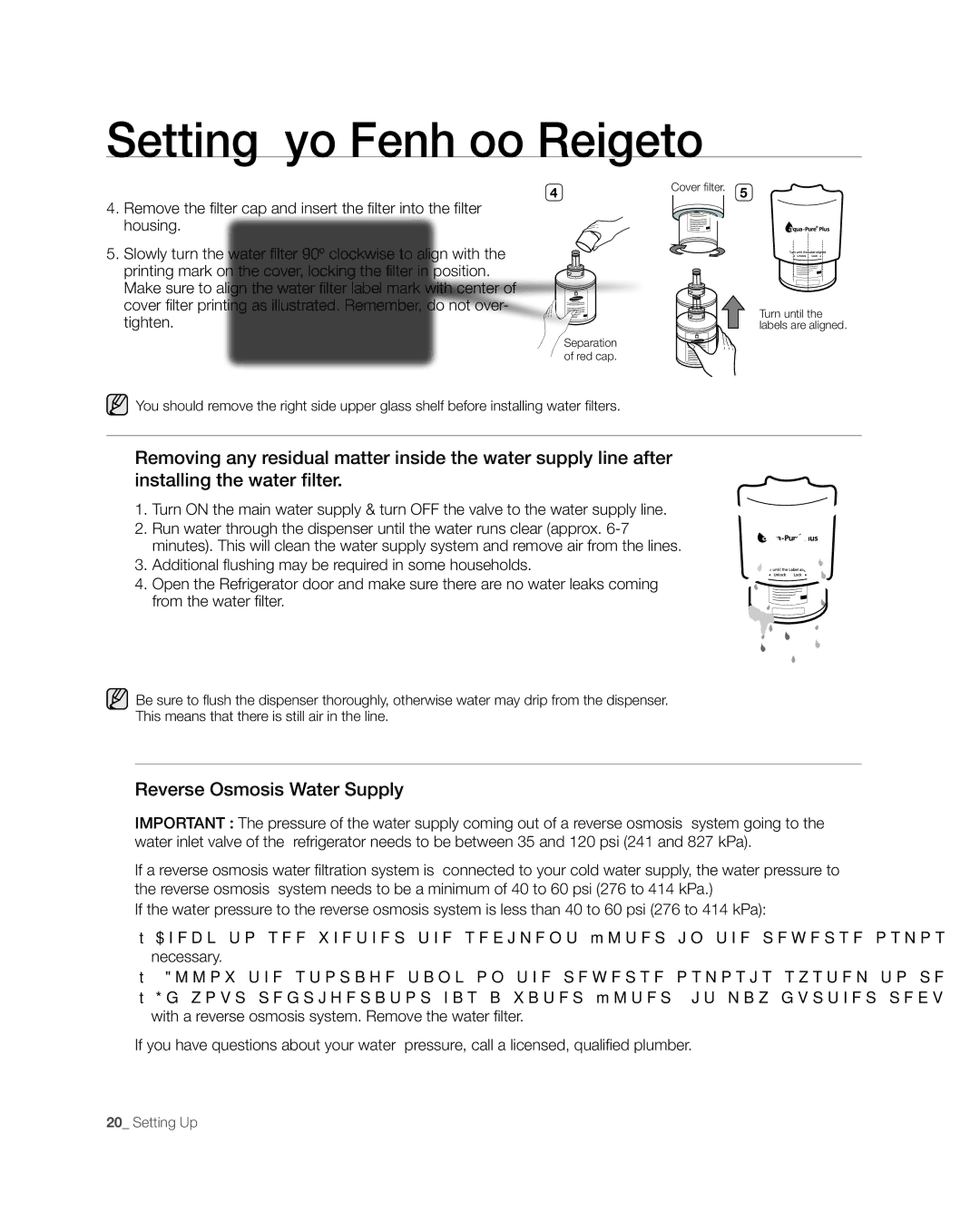 Samsung RF26V user manual Reverse Osmosis Water Supply 