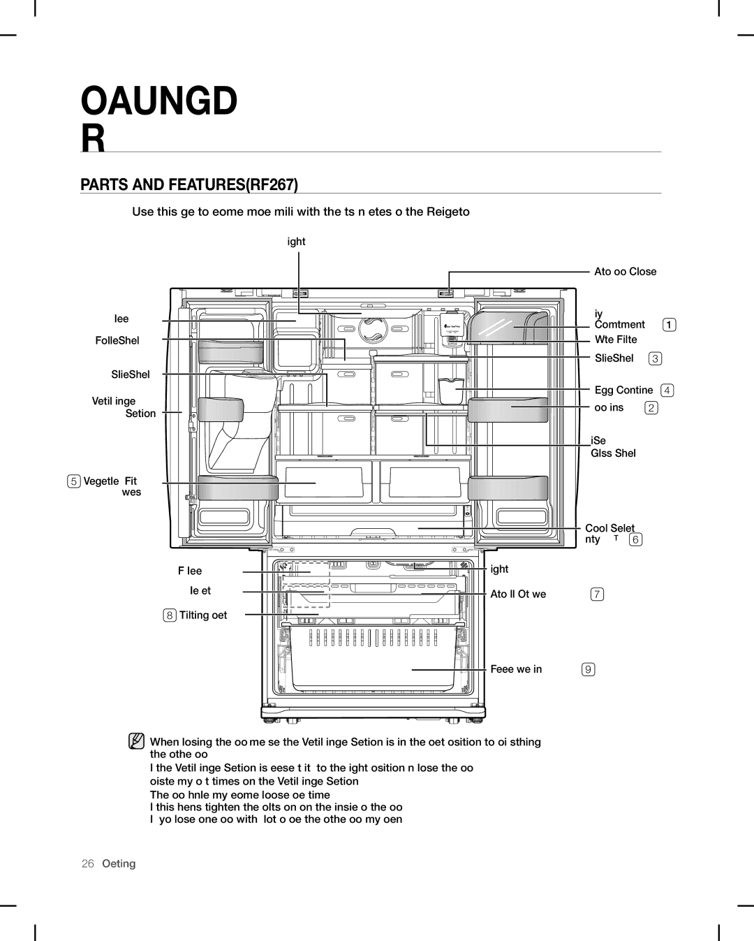 Samsung RF26V user manual Parts and FEATURESRF267, Ice Bucket 