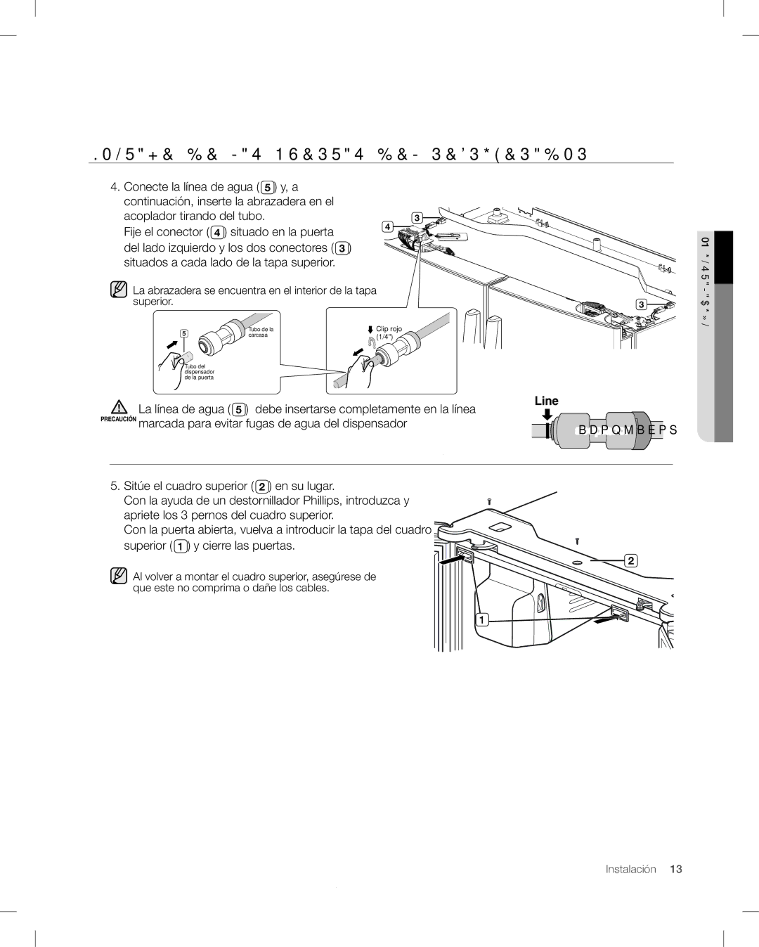 Samsung RF26V user manual La línea de agua 